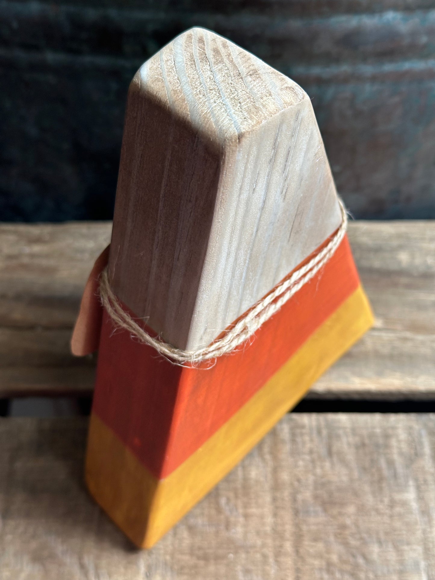 Distressed Candy Corn shelf sitter— trick or treat