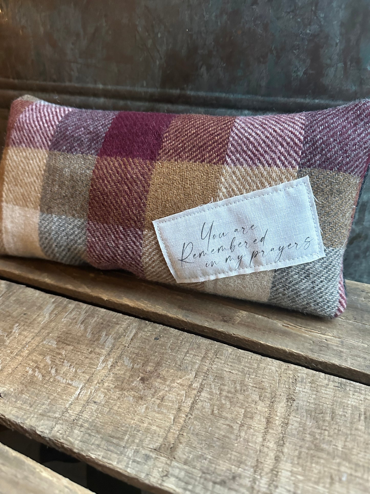 Wool accent pillow reminder: You Are Remembered In my Prayers