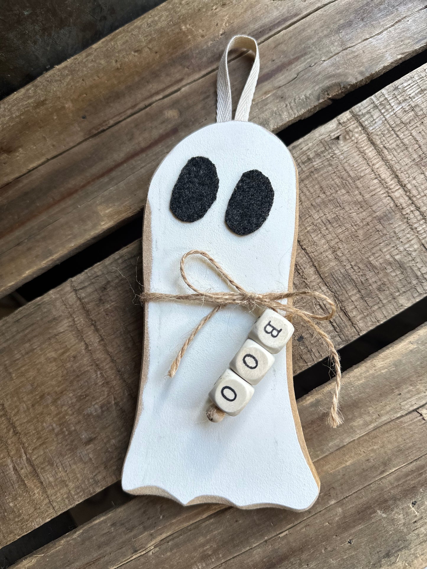 Ghost Wood Hanger or Sitter—BOO