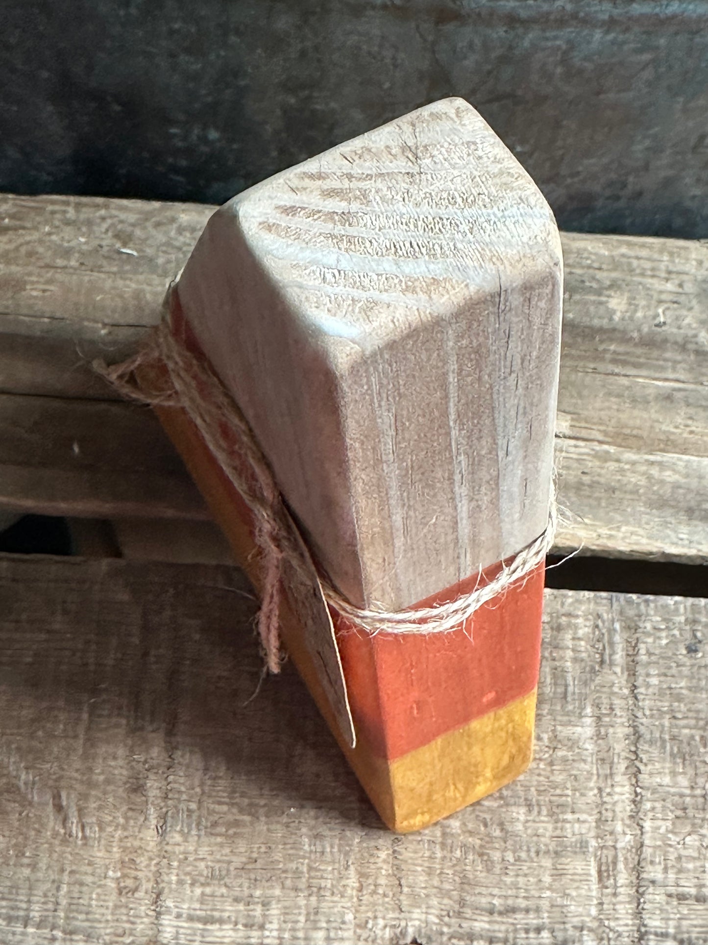 Distressed Candy Corn shelf sitter— trick or treat