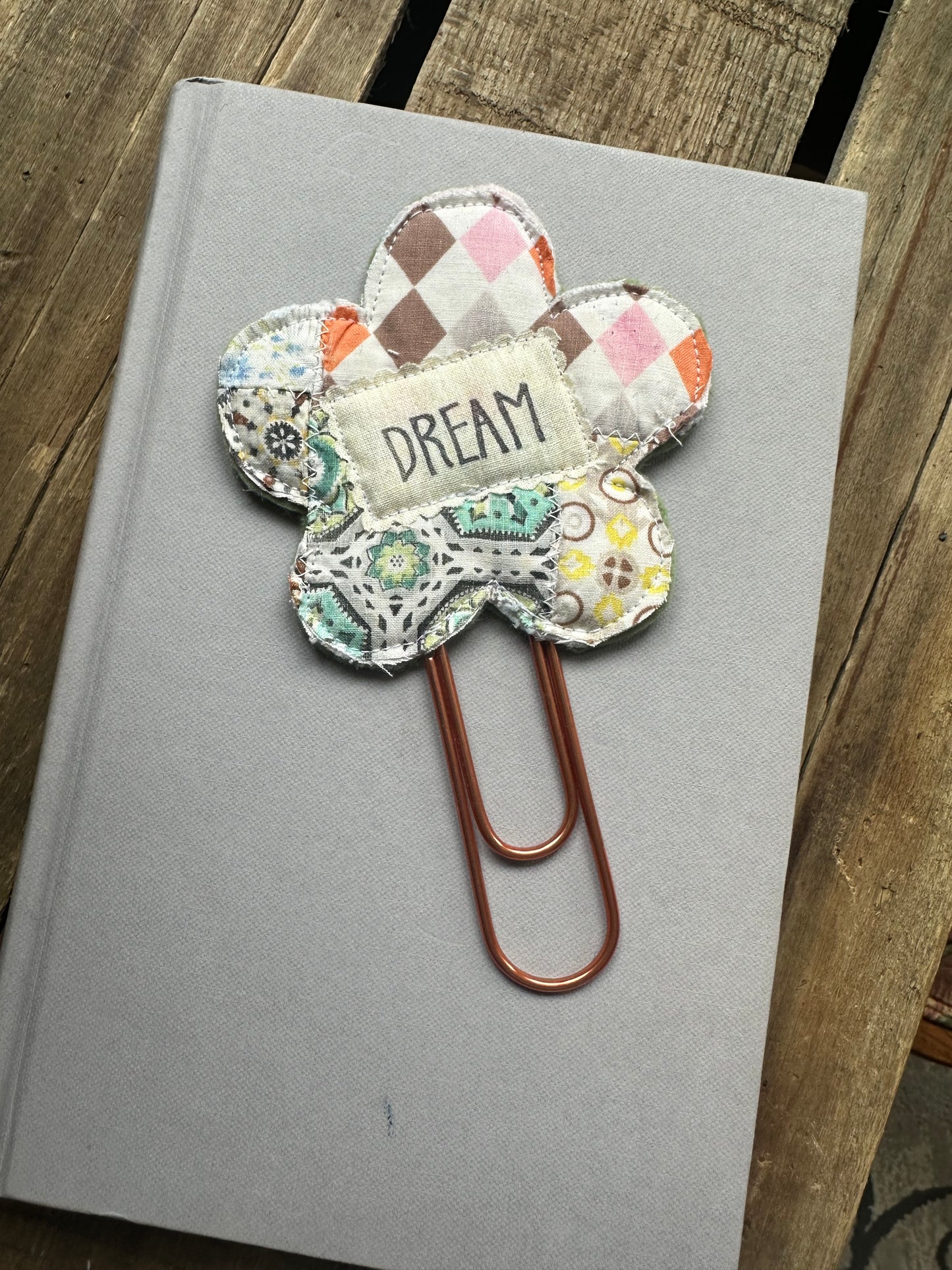Flower Clip + Patch Bookmark