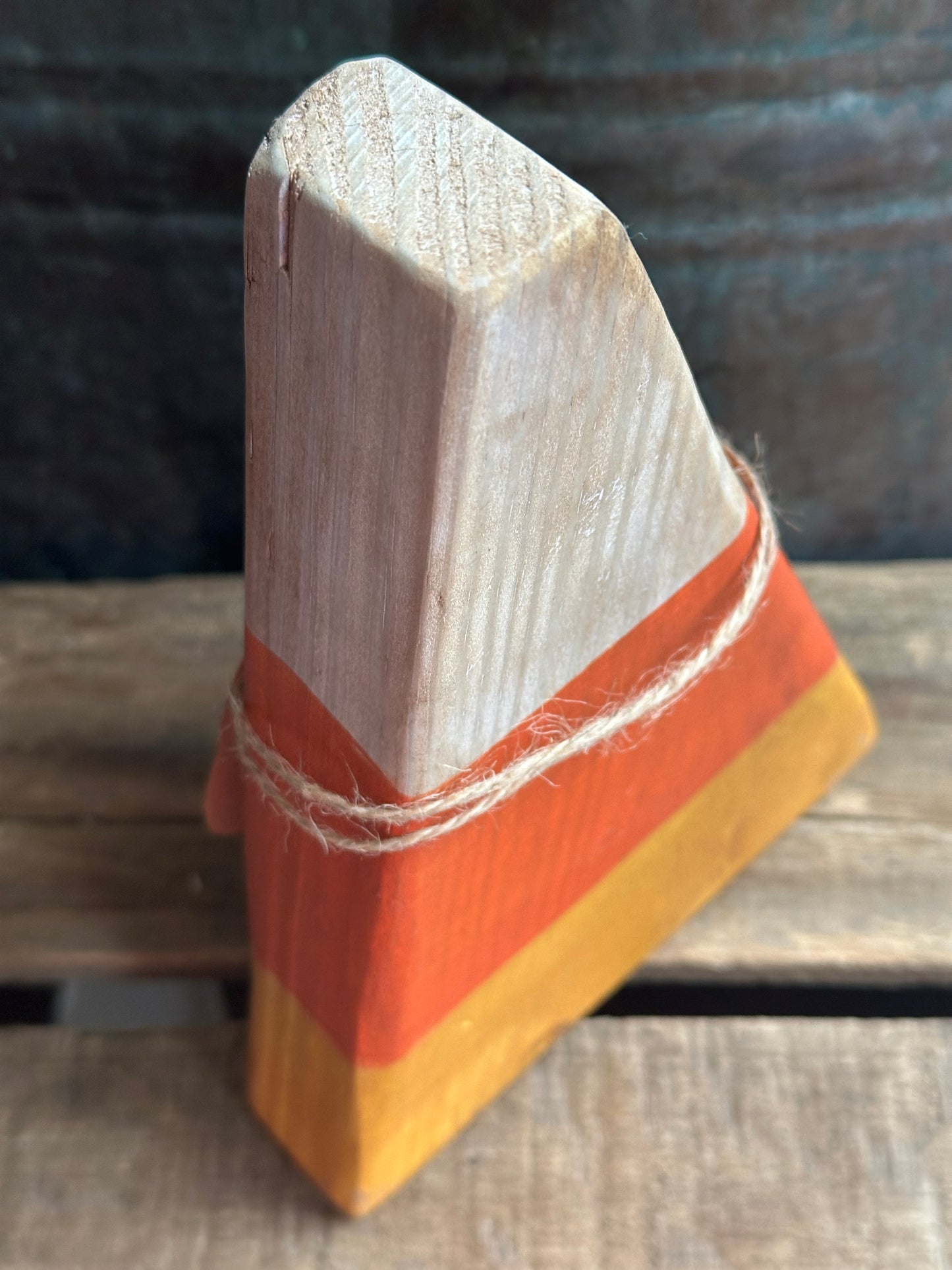 Distressed Candy Corn shelf sitter— trick or treat