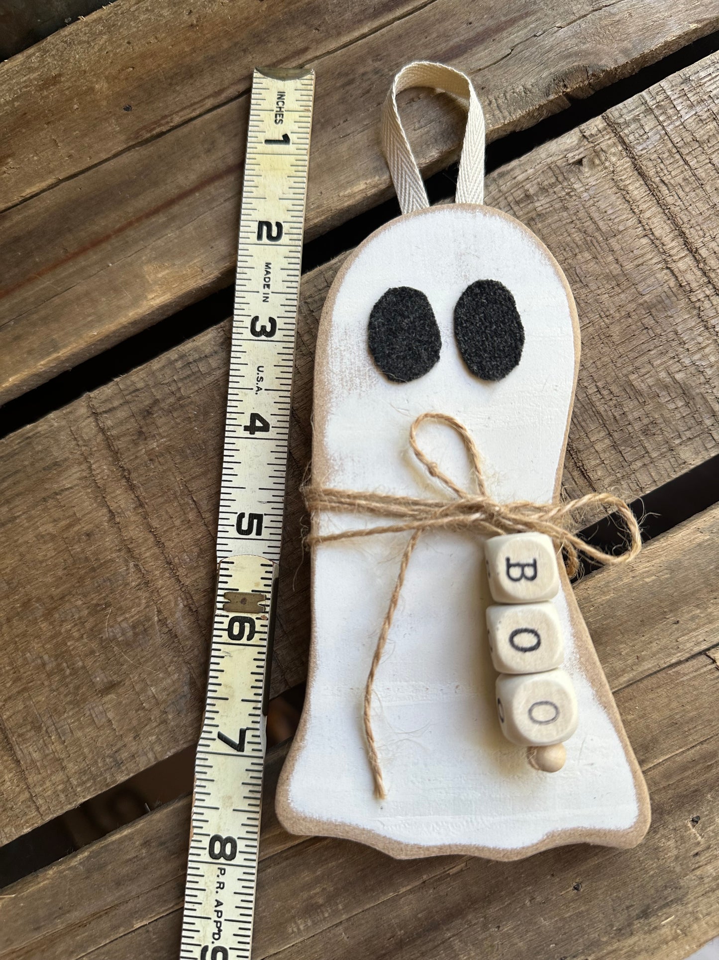 Ghost Wood Hanger or Sitter—BOO