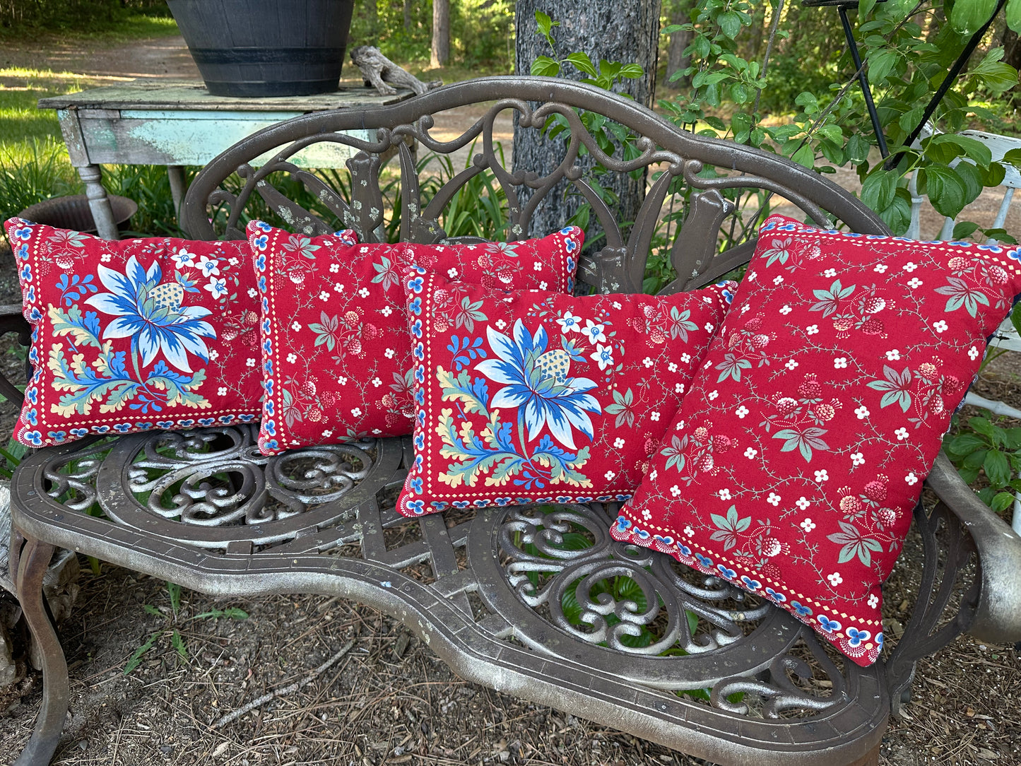 Patriotic RWB Floral Pillow