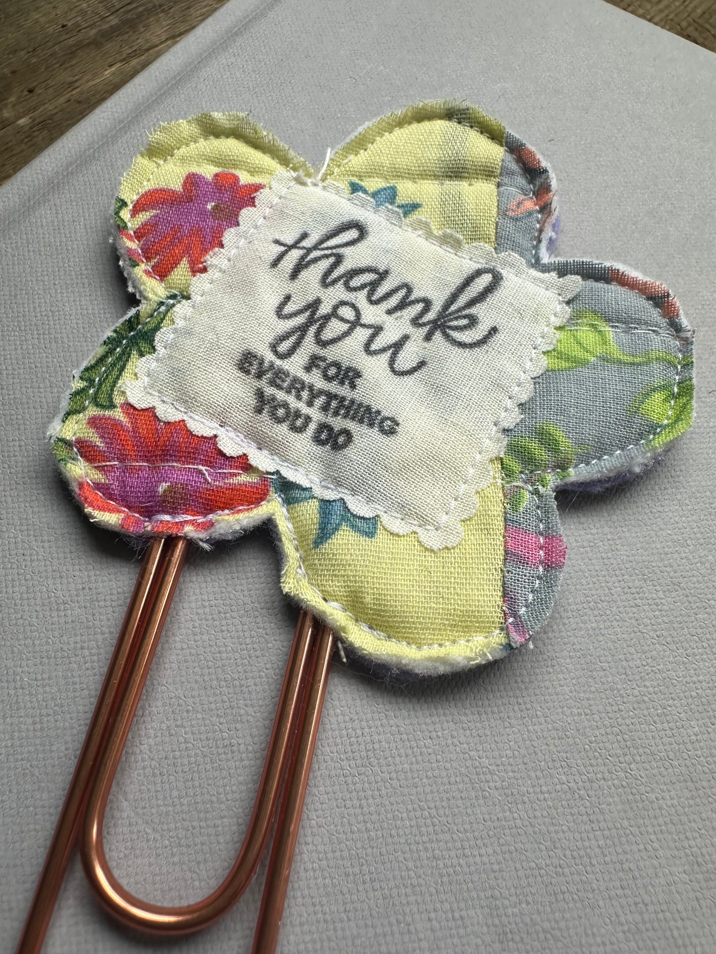 Flower Clip + Patch Bookmark