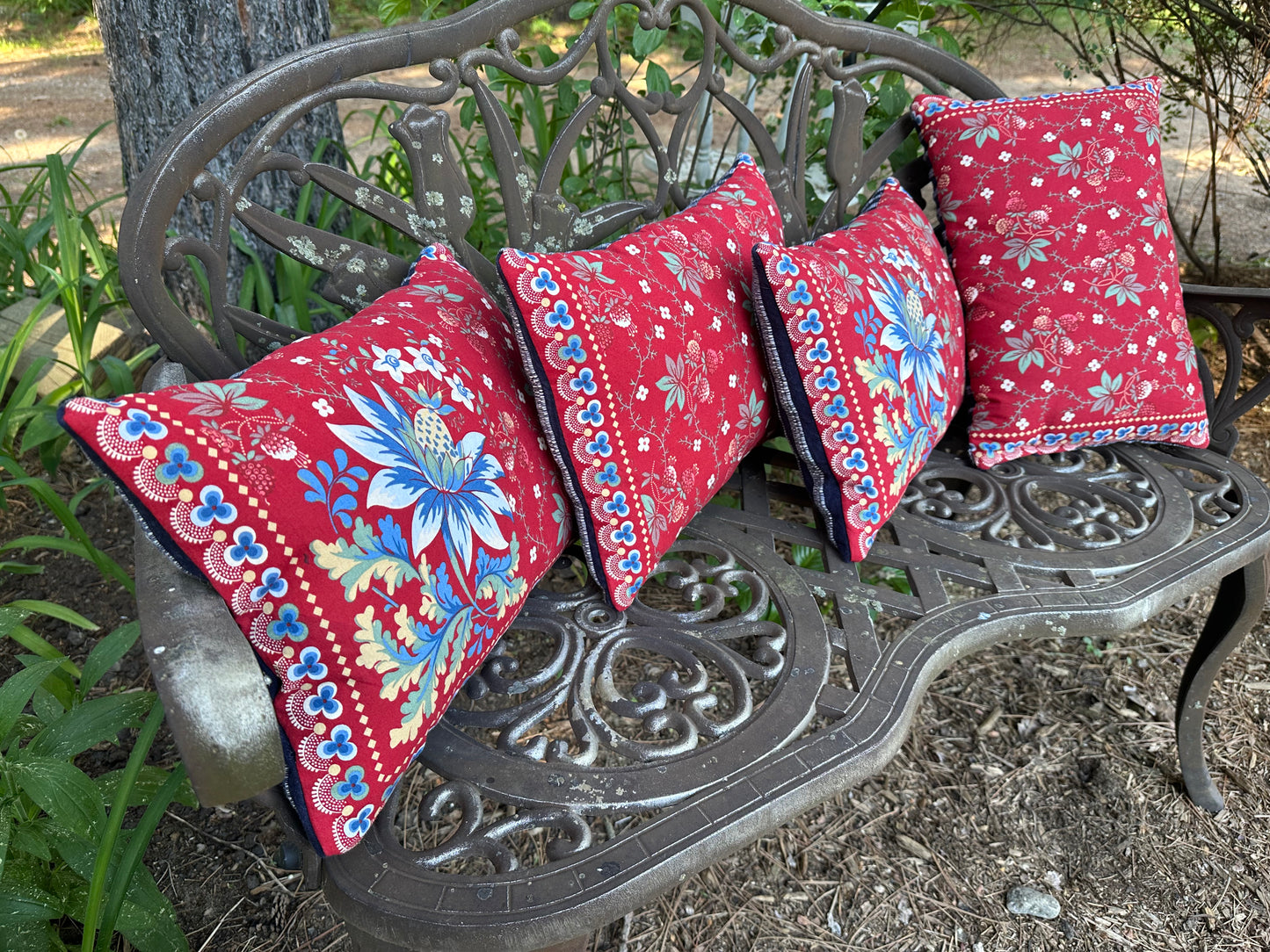 Patriotic RWB Floral Pillow