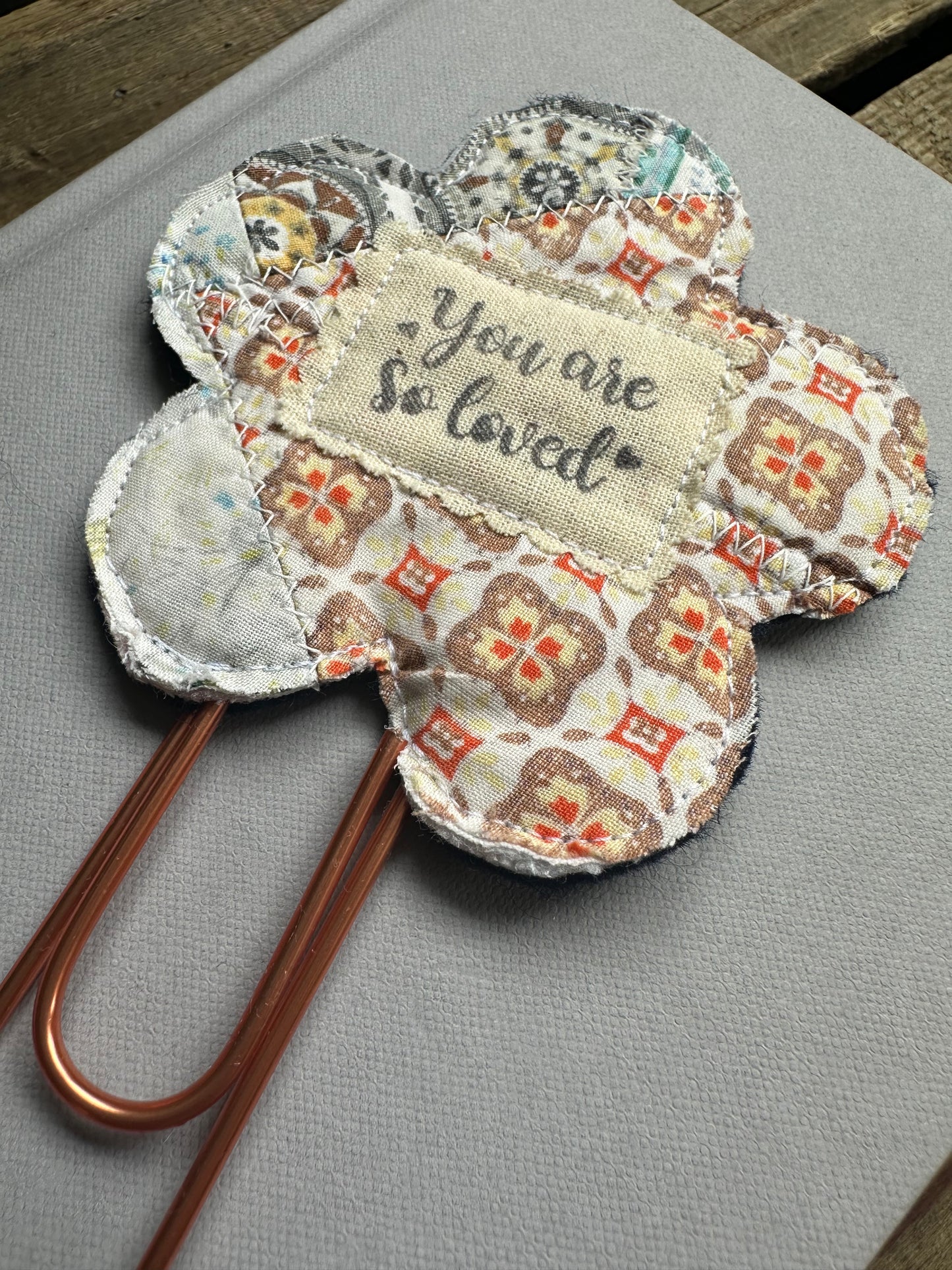 Flower Clip + Patch Bookmark