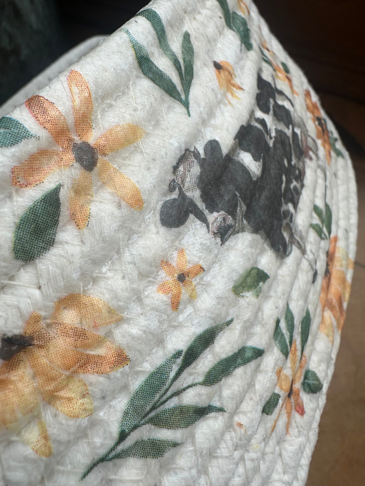 Cotton Woven Basket Decoupaged