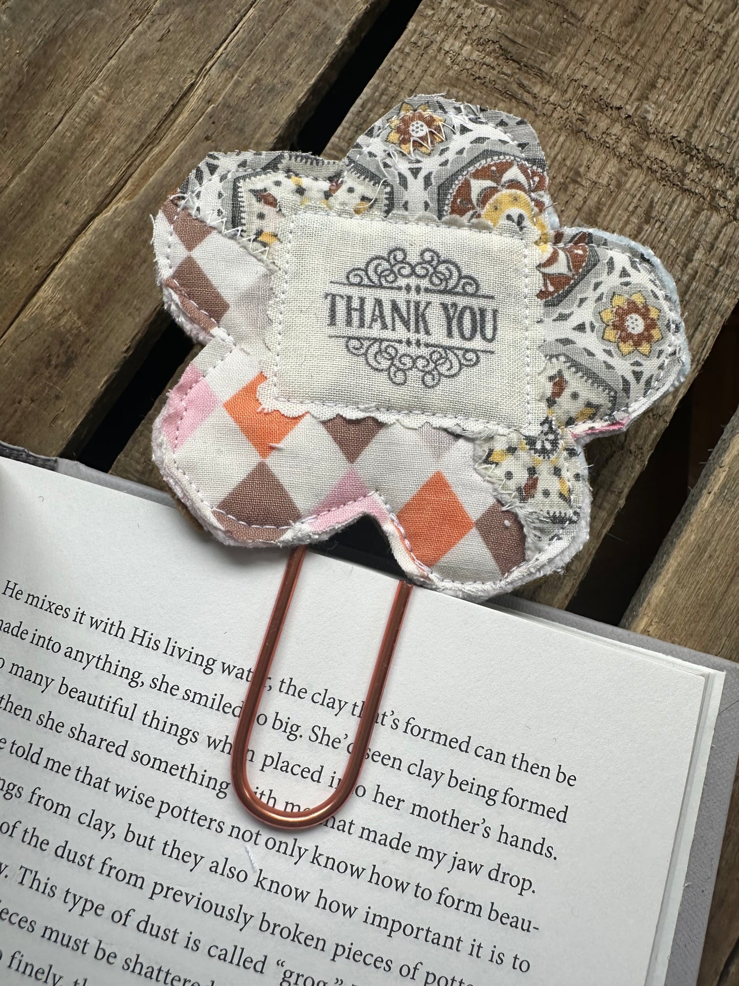 Flower Clip + Patch Bookmark