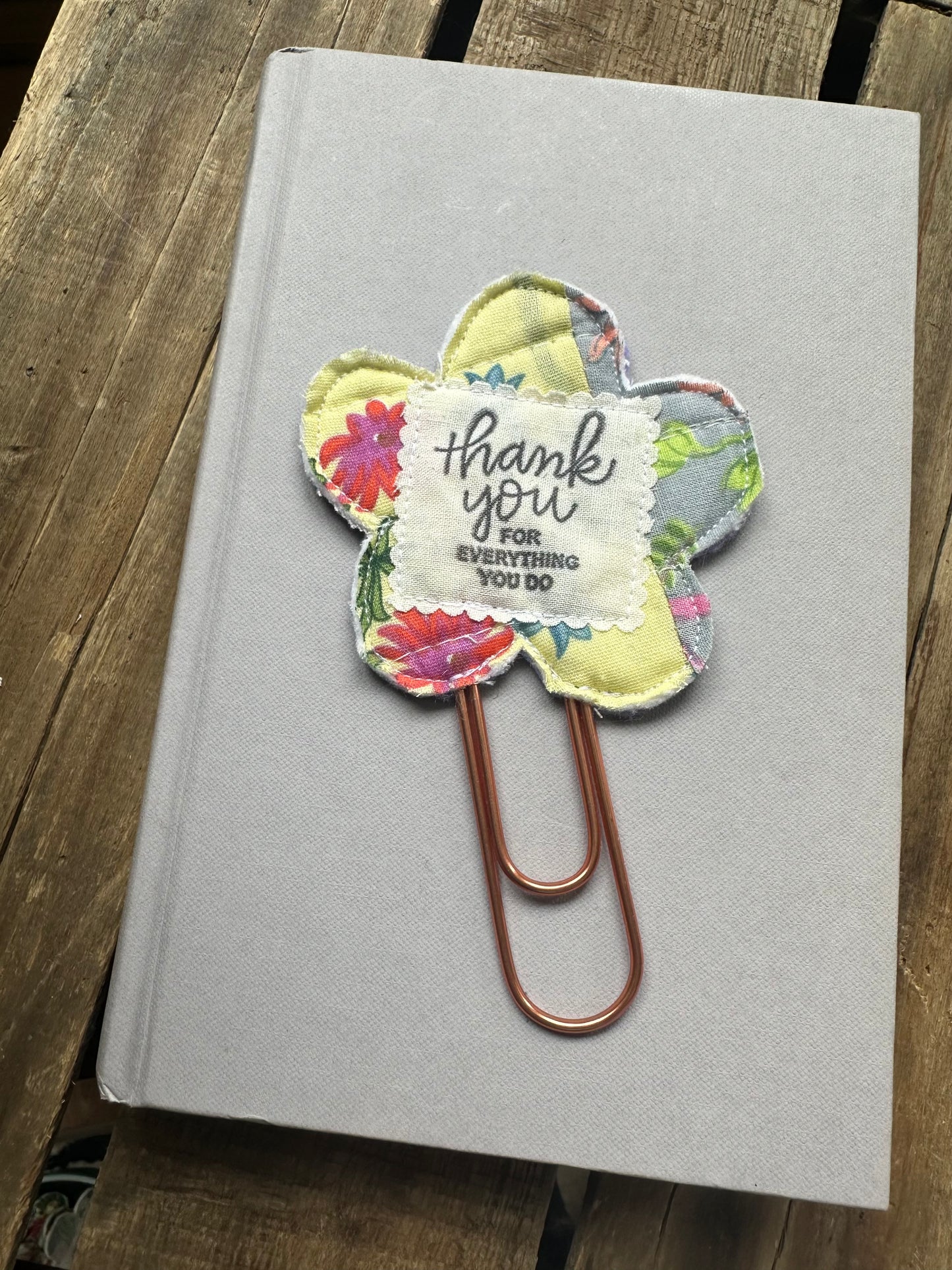 Flower Clip + Patch Bookmark