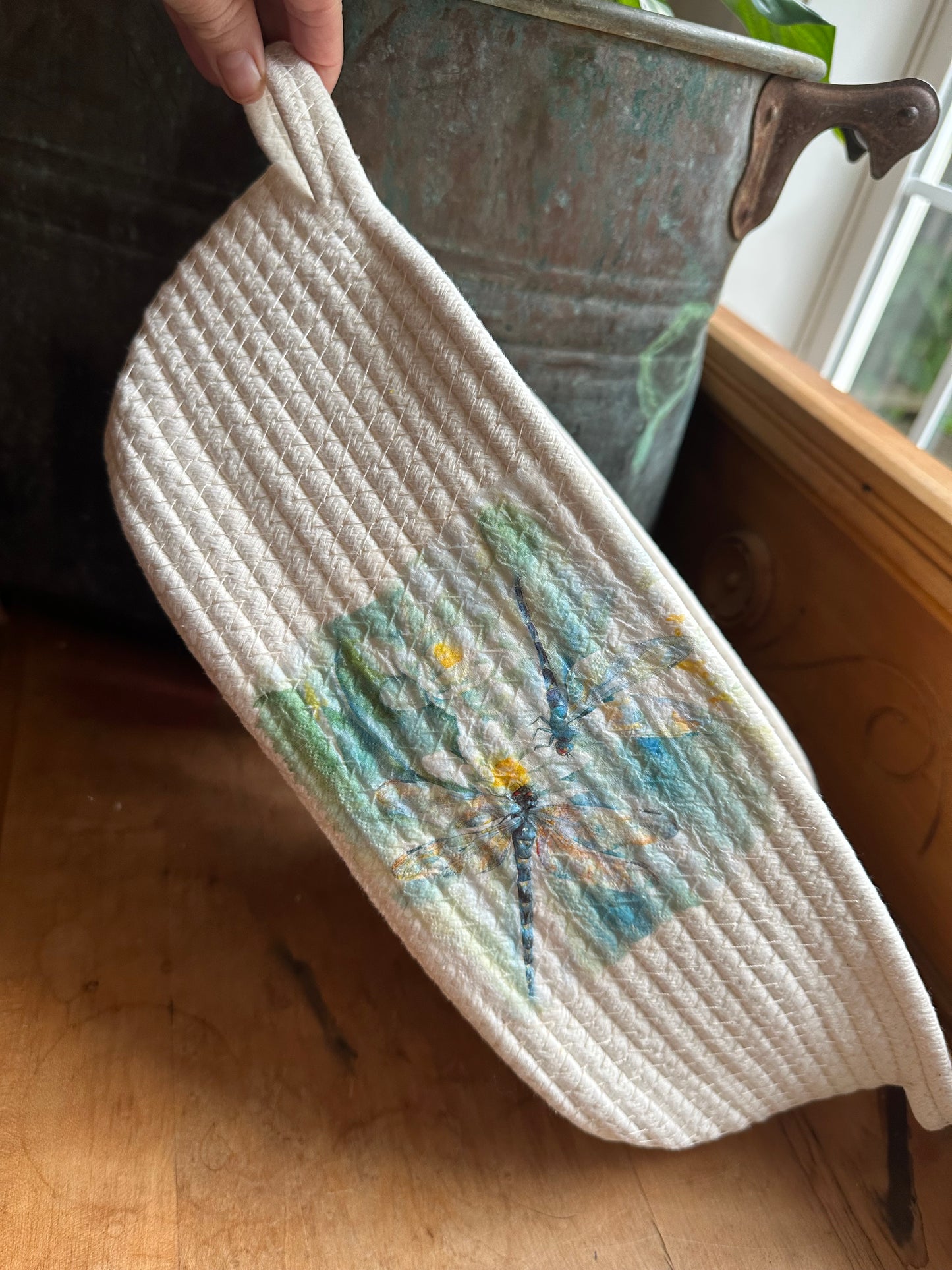 Cotton Woven Basket Decoupaged