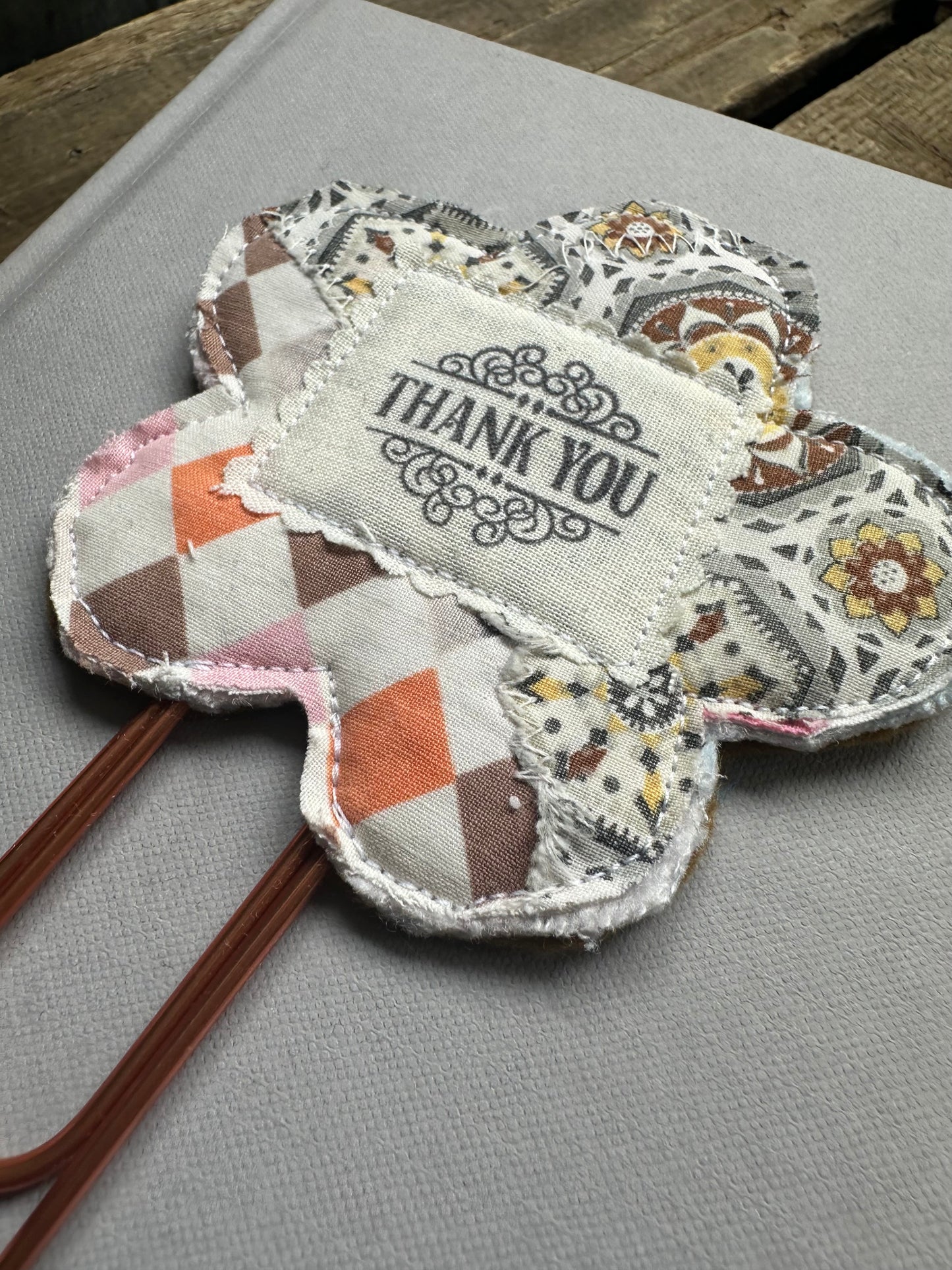Flower Clip + Patch Bookmark