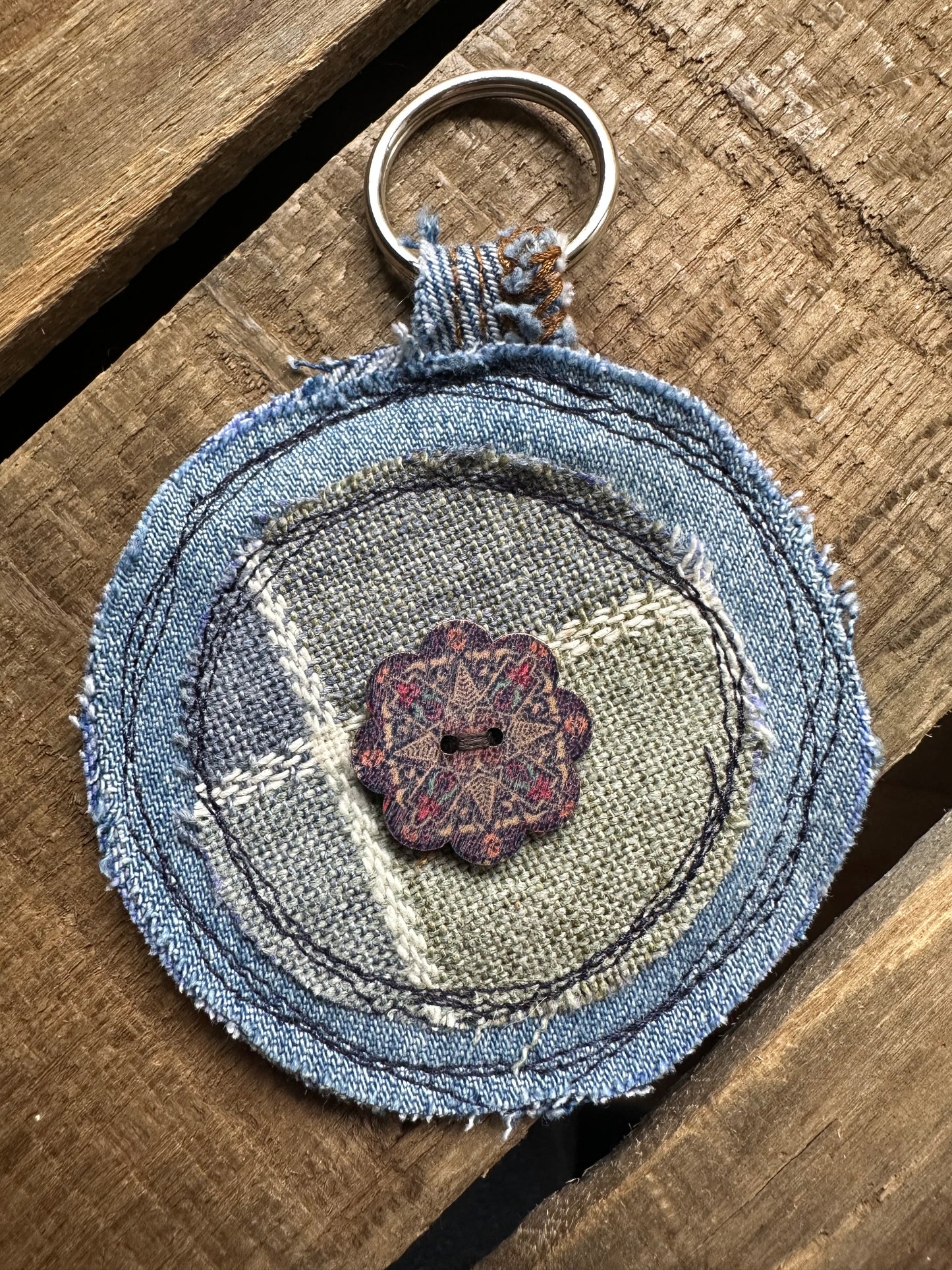 Denim Scrappy Key Ring