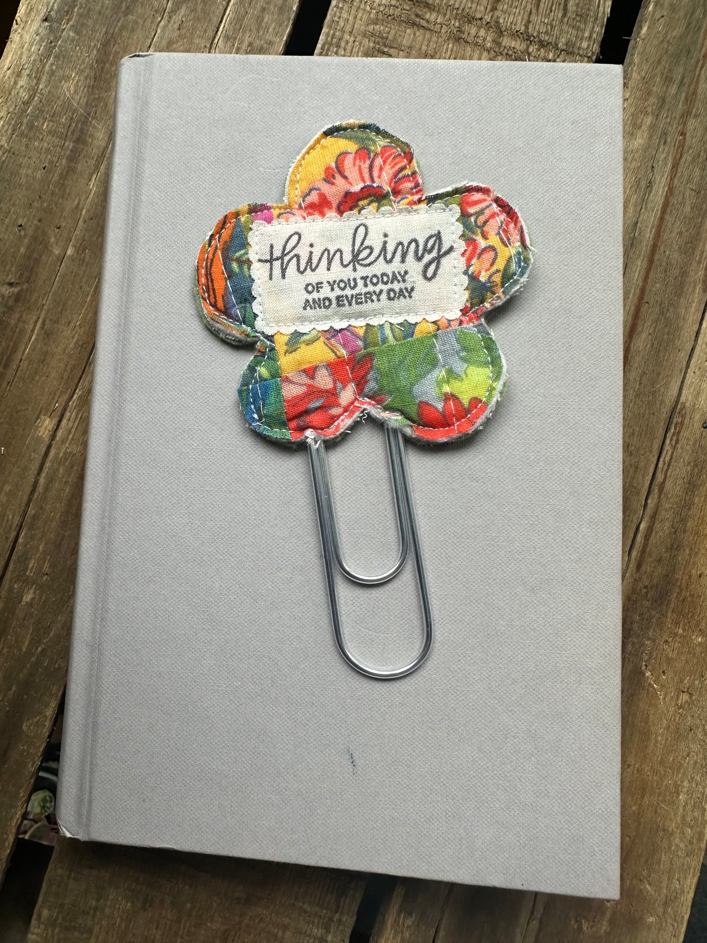 Flower Clip + Patch Bookmark