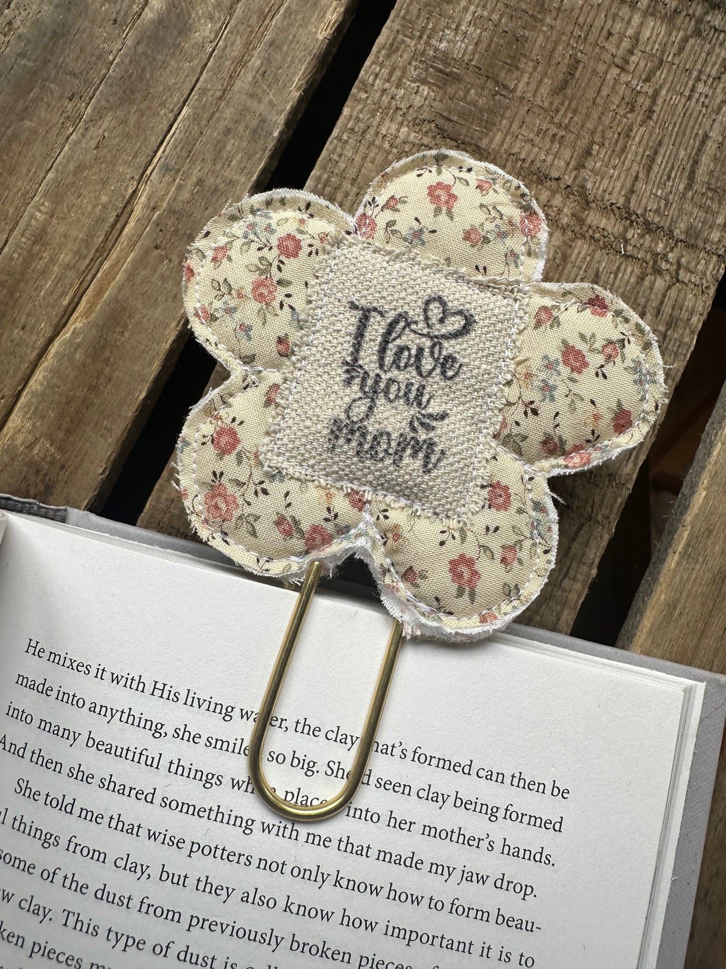 Flower Clip + Patch Bookmark