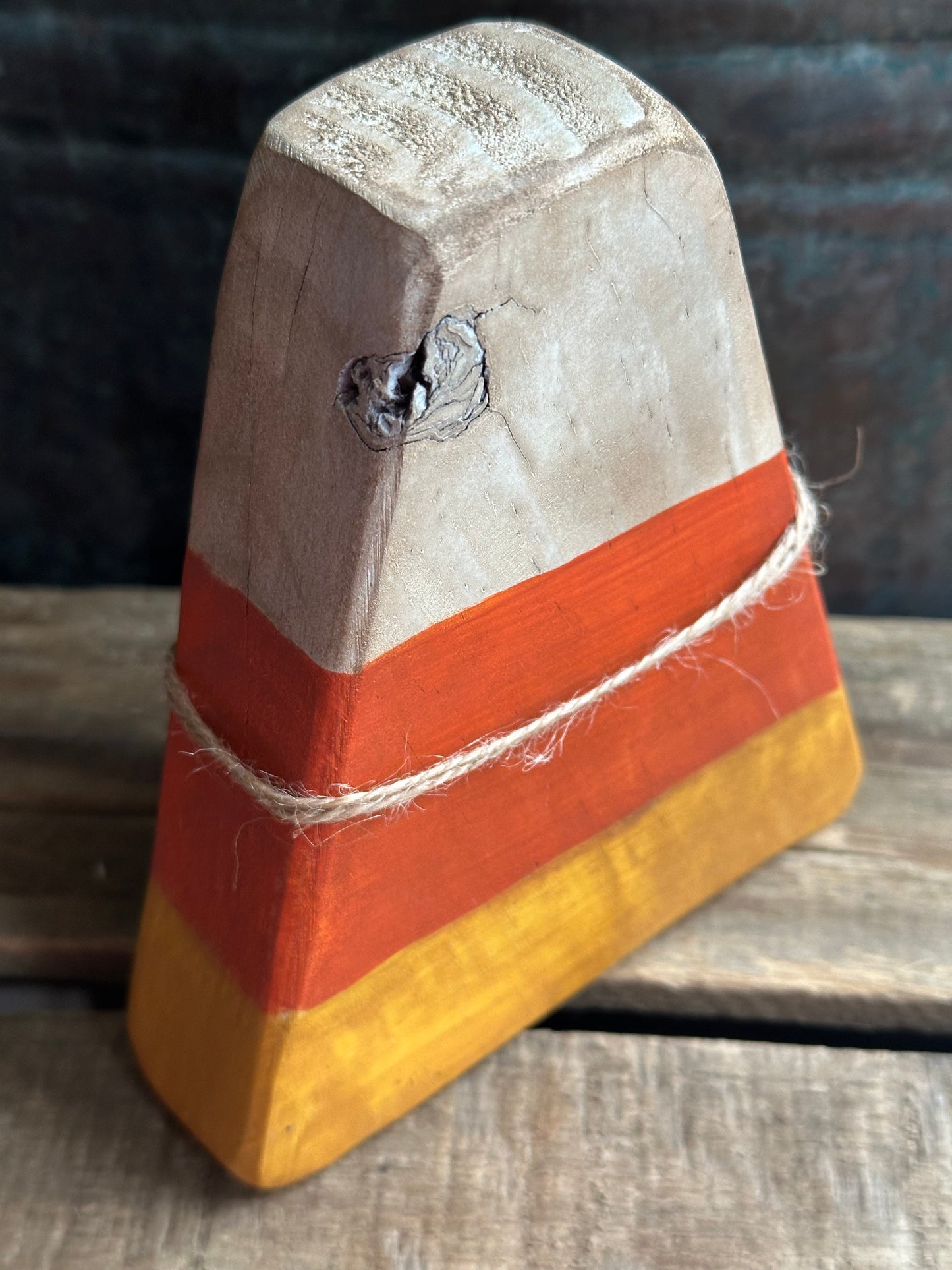 Distressed Candy Corn shelf sitter— trick or treat