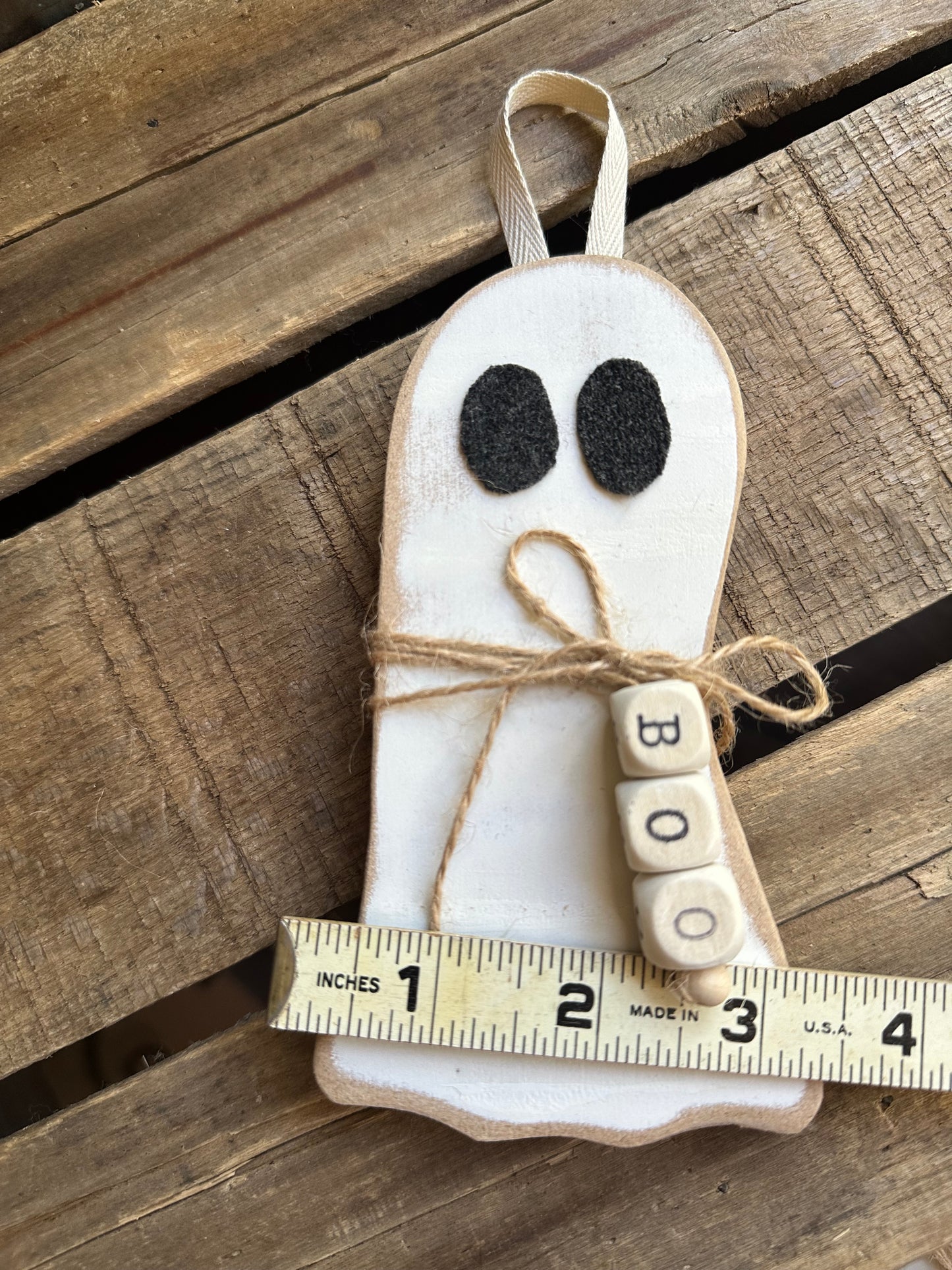 Ghost Wood Hanger or Sitter—BOO
