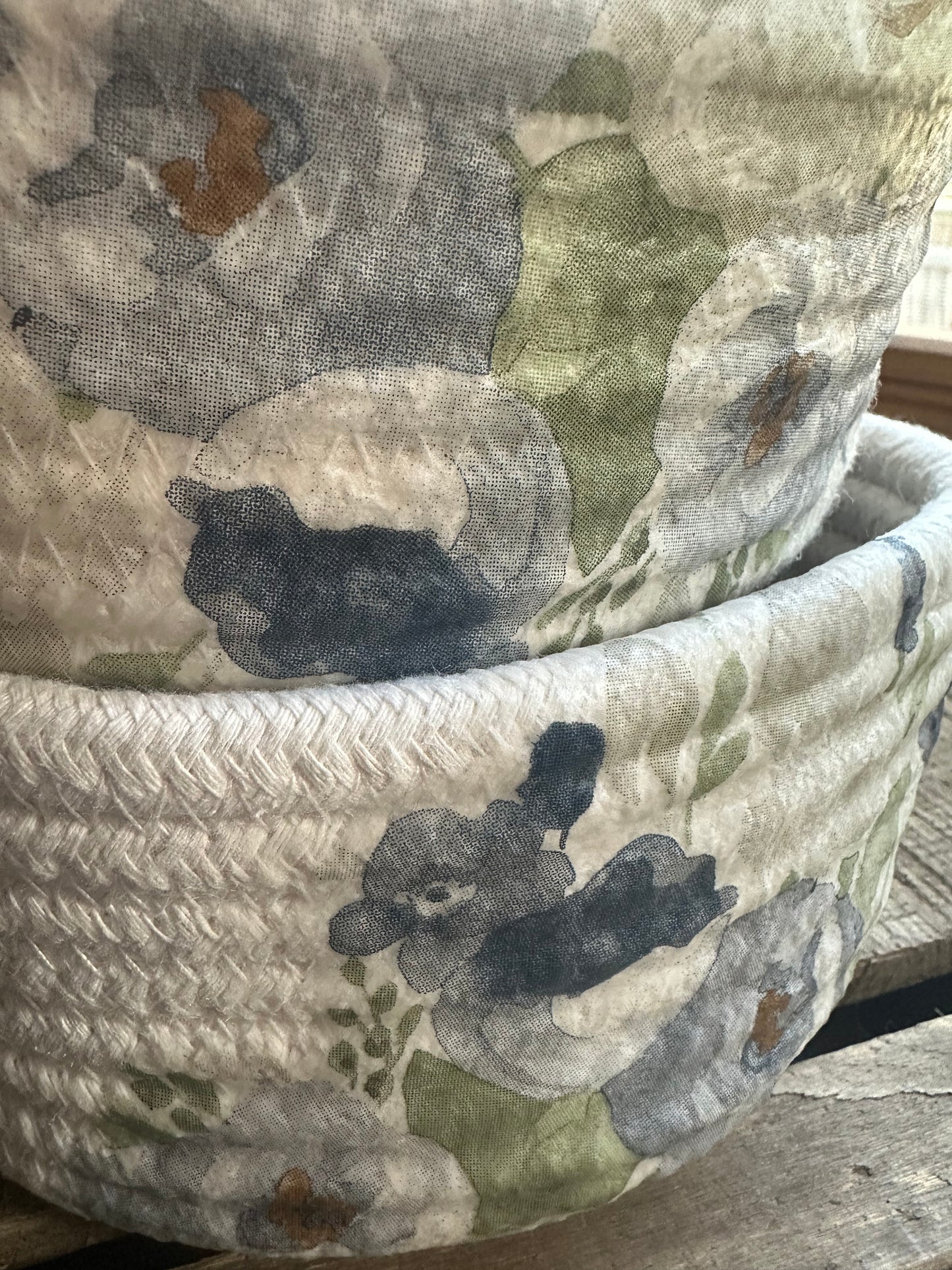 Cotton Woven Basket Decoupaged—SET