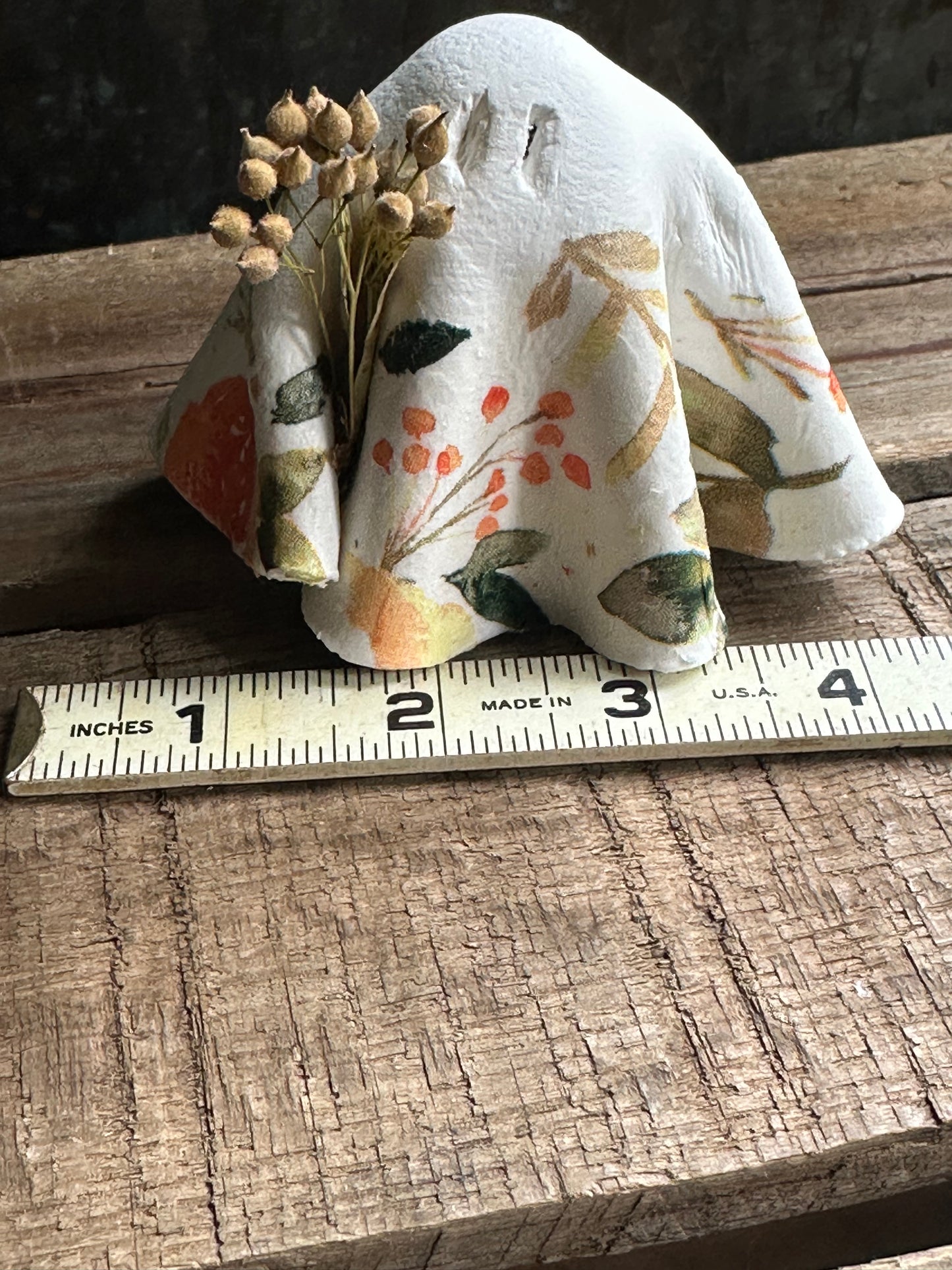 Clay Decoupaged Ghost