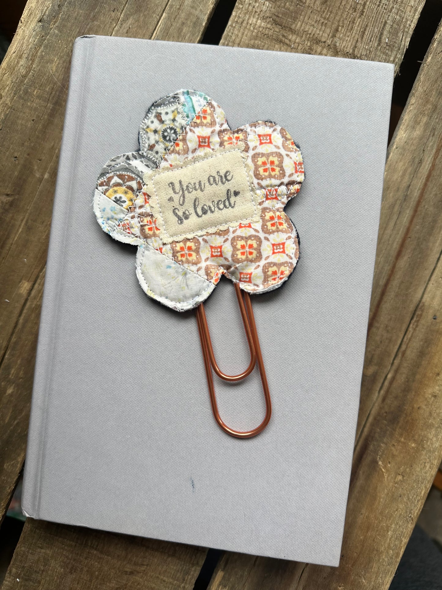 Flower Clip + Patch Bookmark