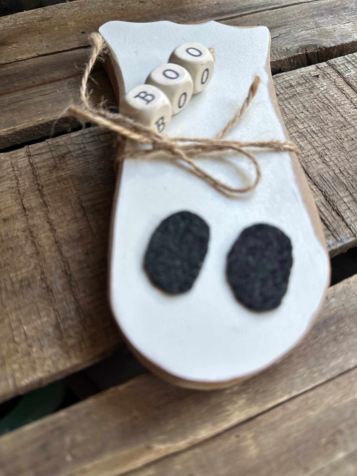 Ghost Wood Hanger or Sitter—BOO