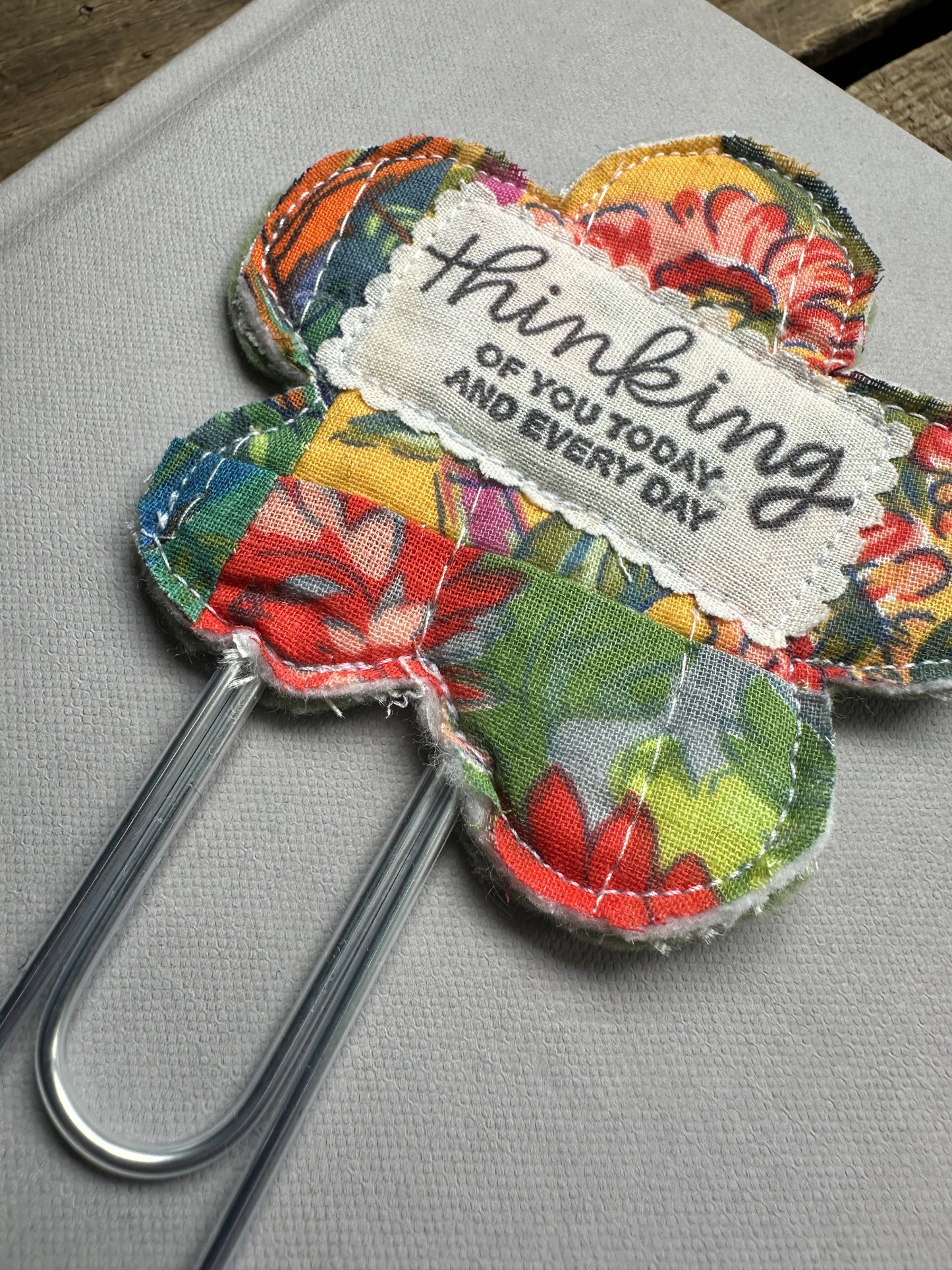 Flower Clip + Patch Bookmark