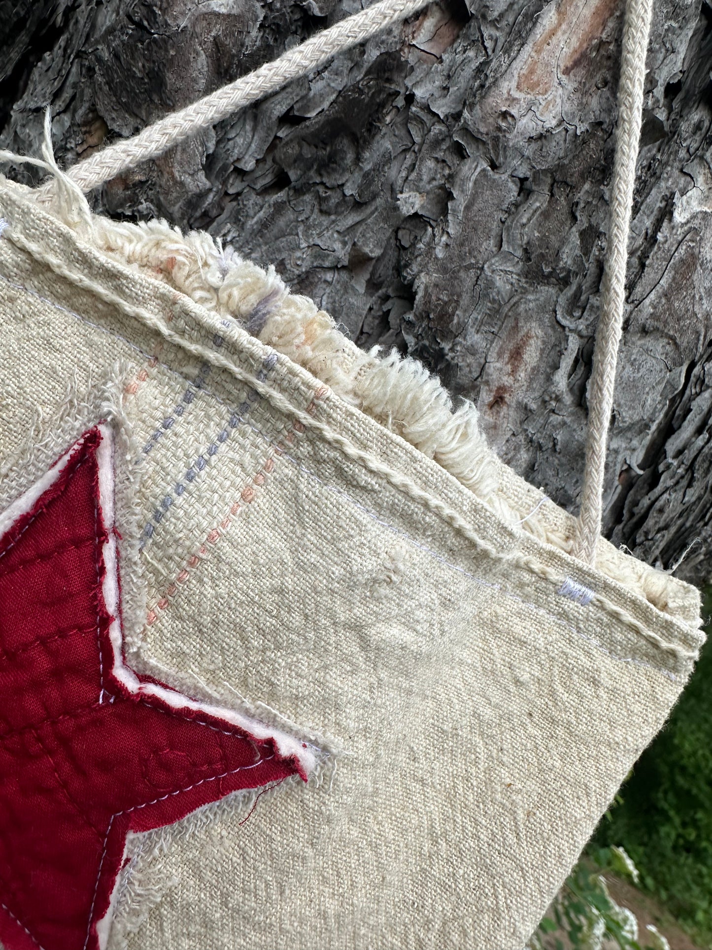Patriotic ANTIQUE Grain Sack Hanger