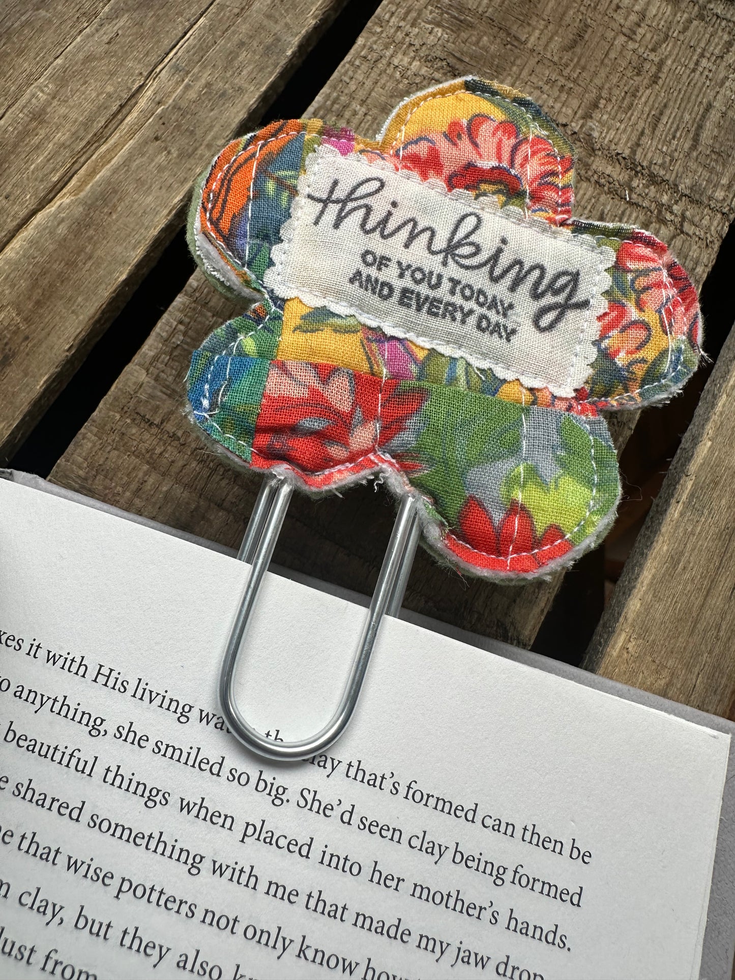 Flower Clip + Patch Bookmark