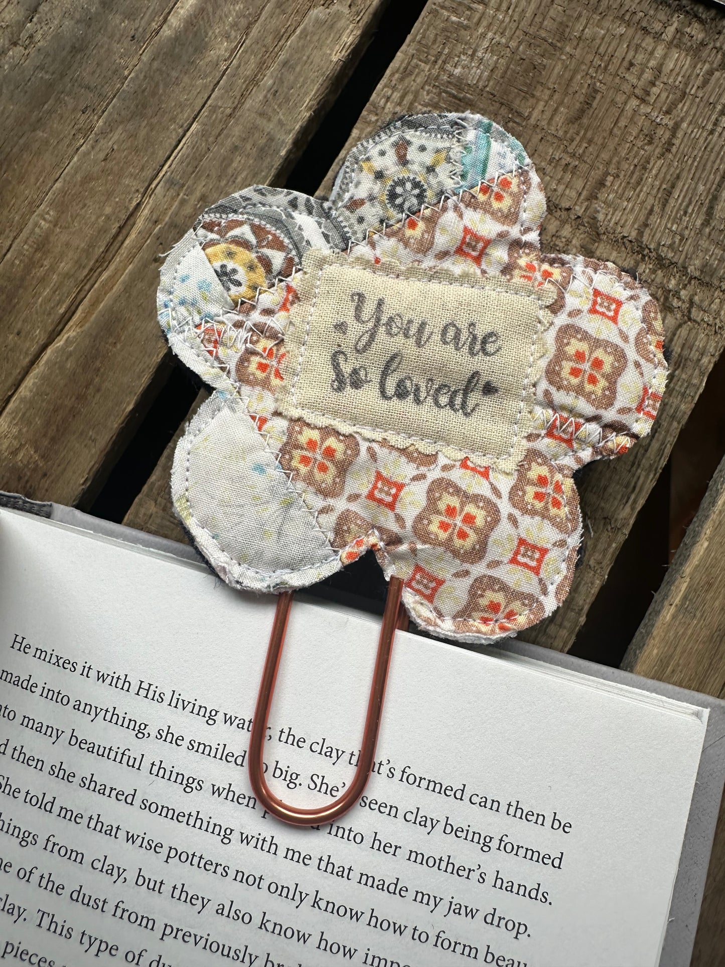 Flower Clip + Patch Bookmark