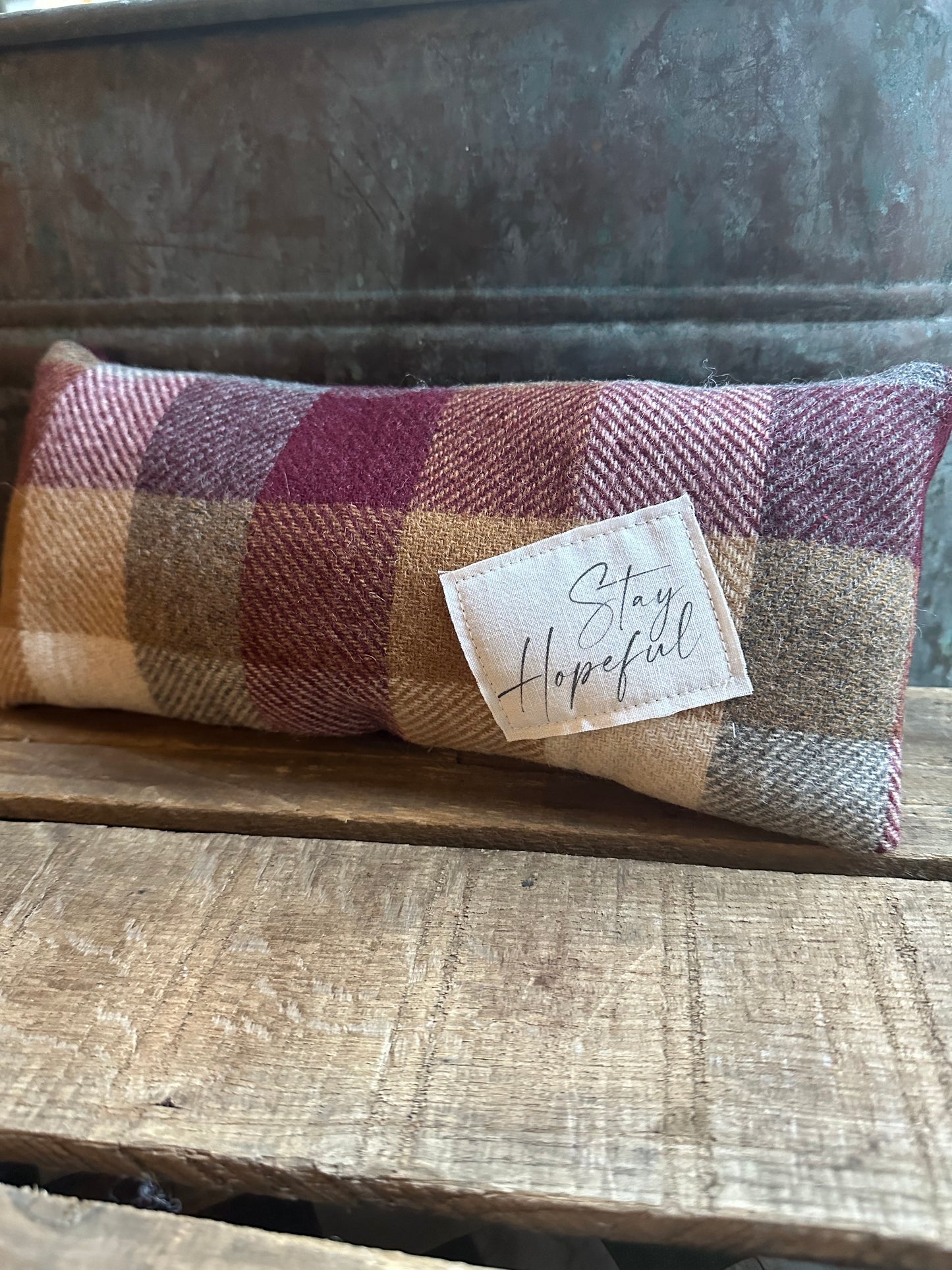 Wool accent pillow reminder: Stay Hopeful