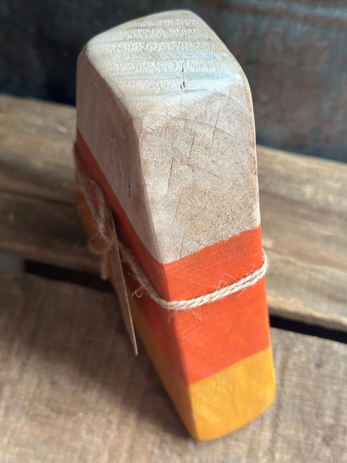 Distressed Candy Corn shelf sitter— trick or treat
