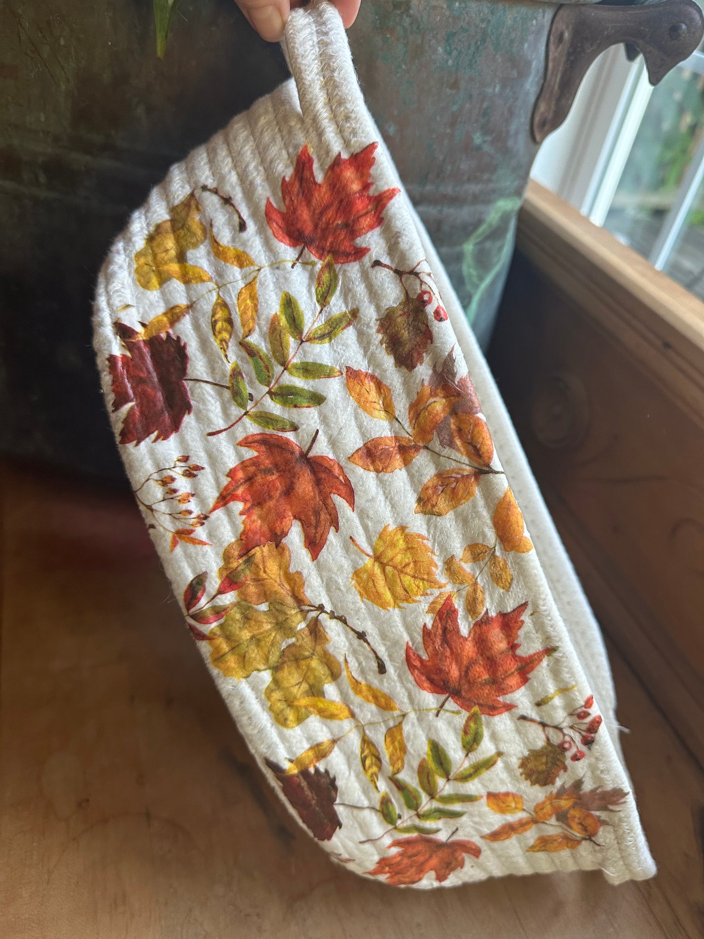 Cotton Woven Basket Decoupaged Fall