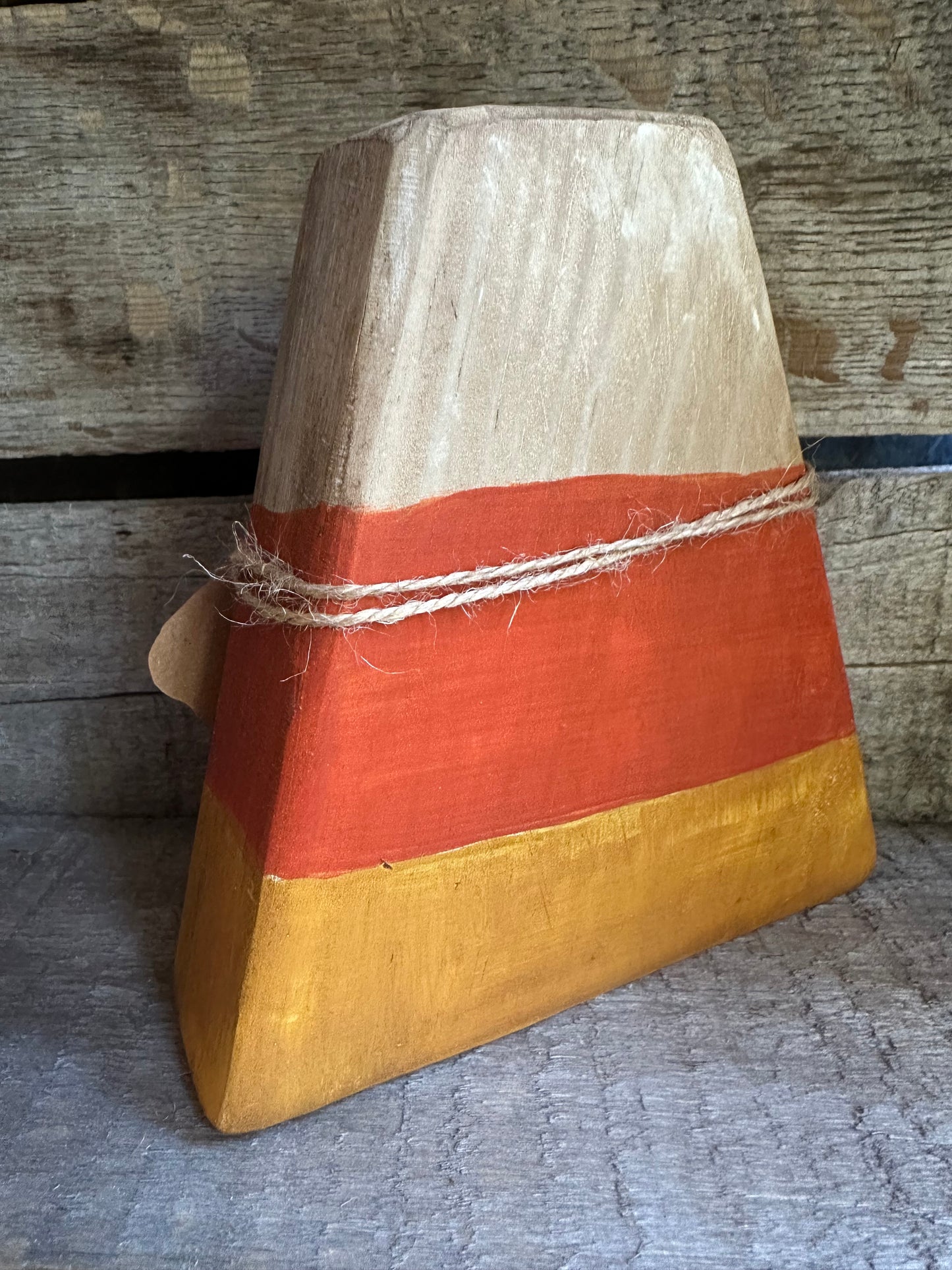 Distressed Candy Corn shelf sitter— trick or treat