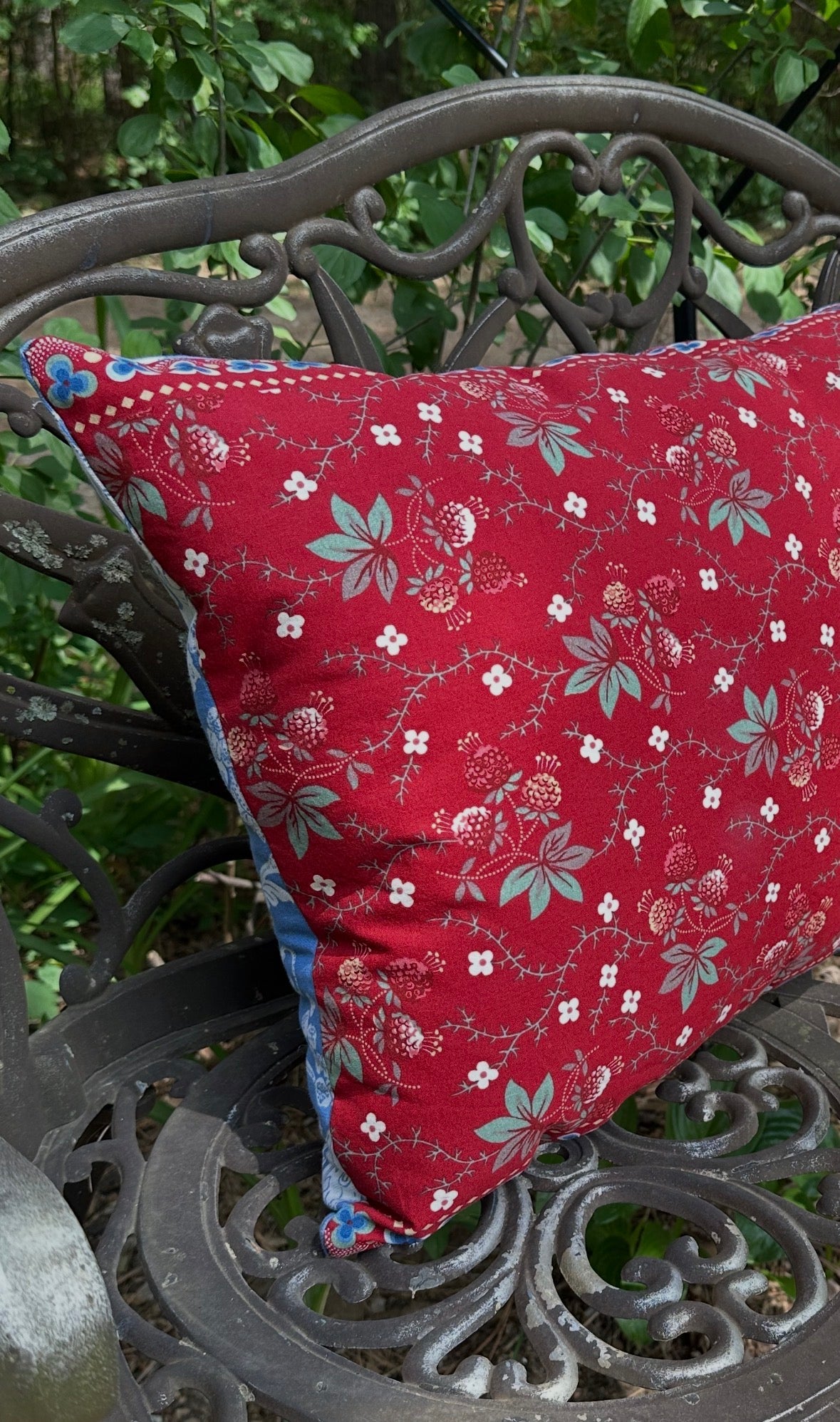 Patriotic RWB Floral Pillow LARGE