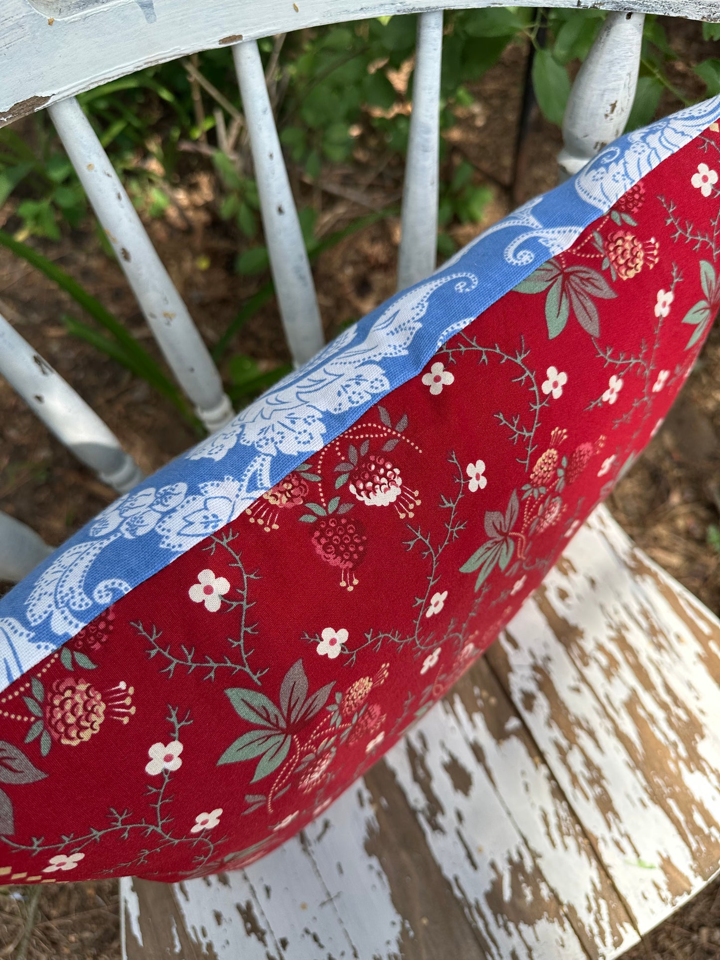 Patriotic RWB Floral Pillow