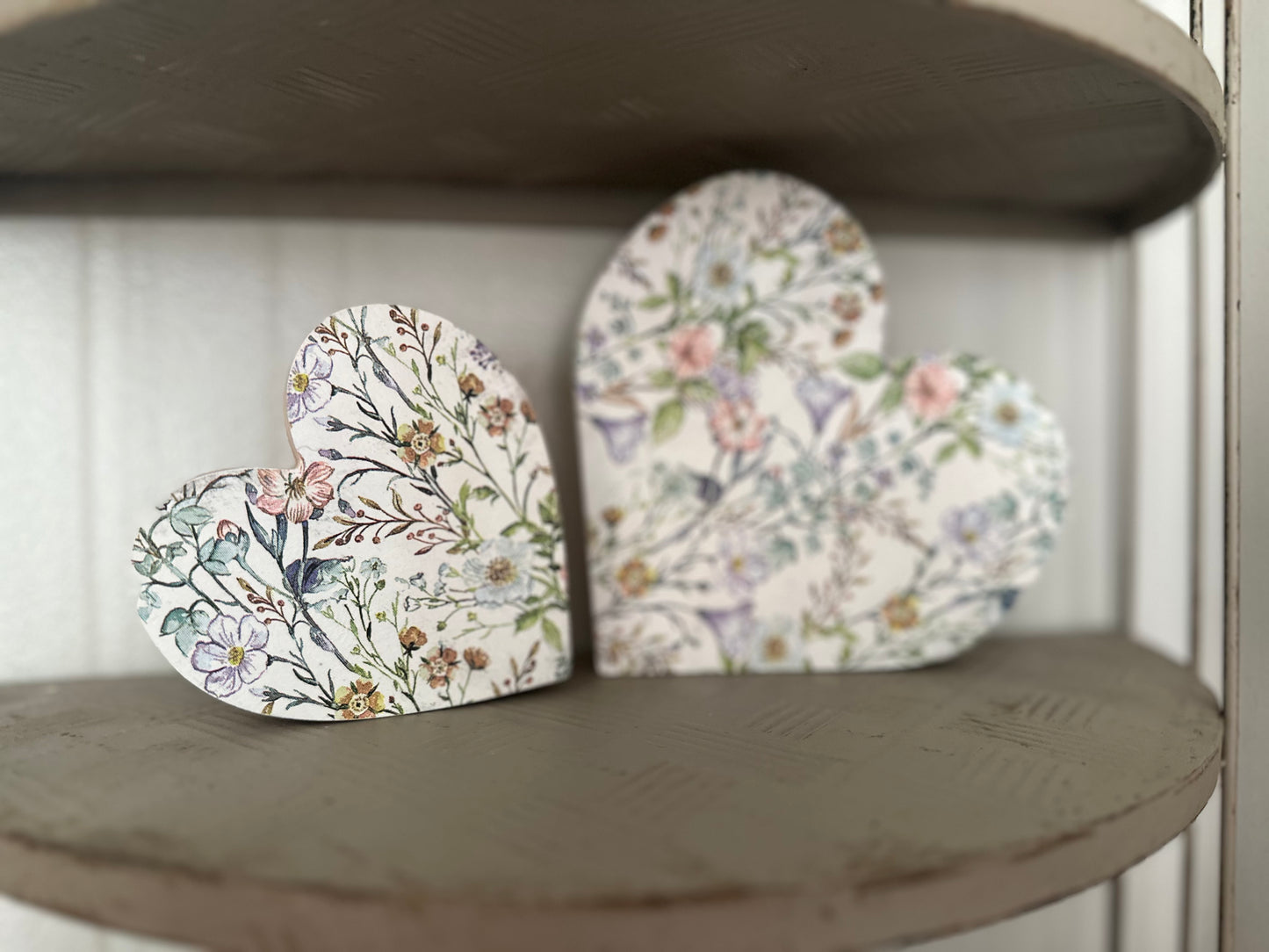 Wood Heart Shelf Sitter Set