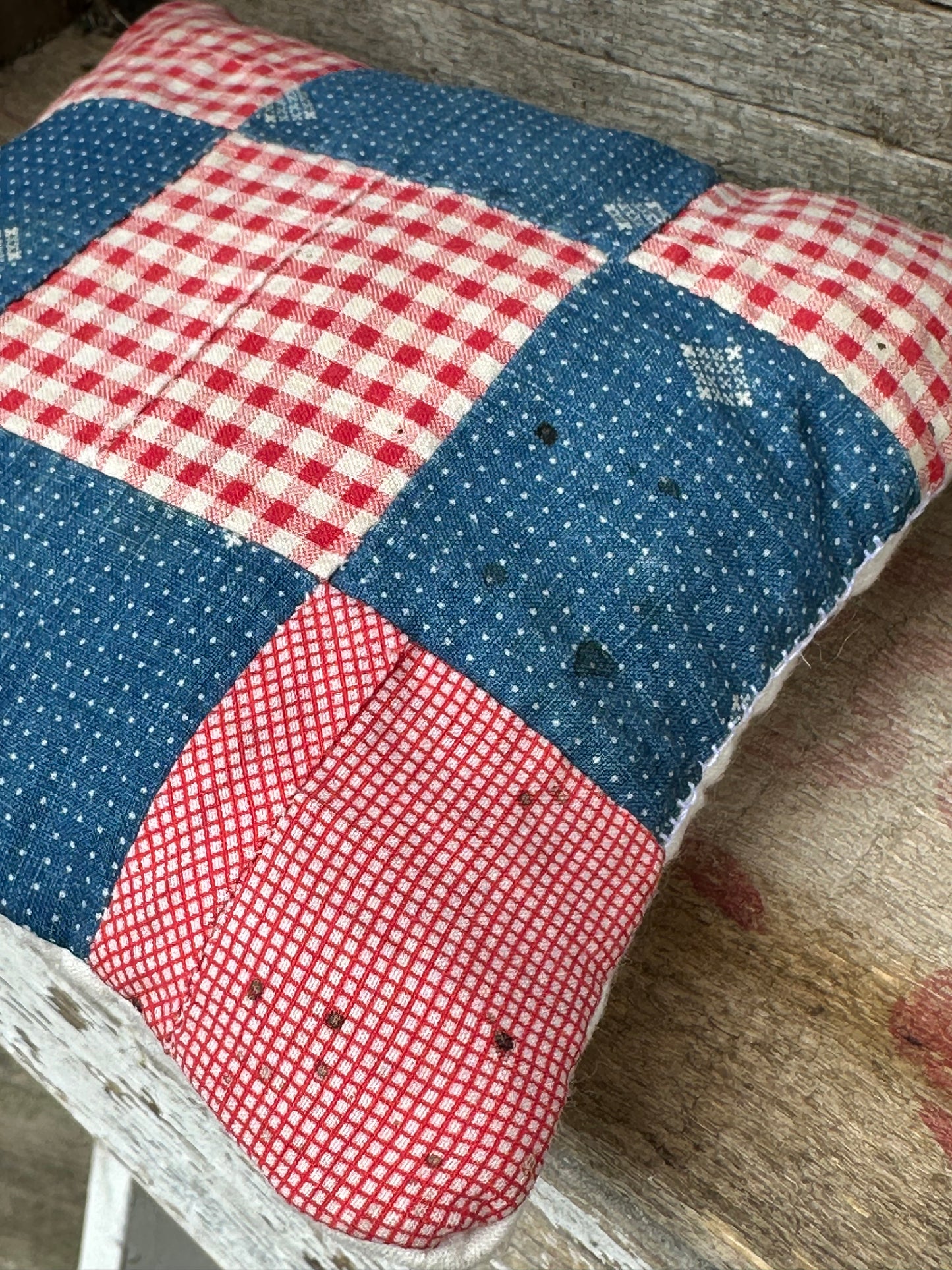 VERY OLD Cutter Quilt Shelf Pillow