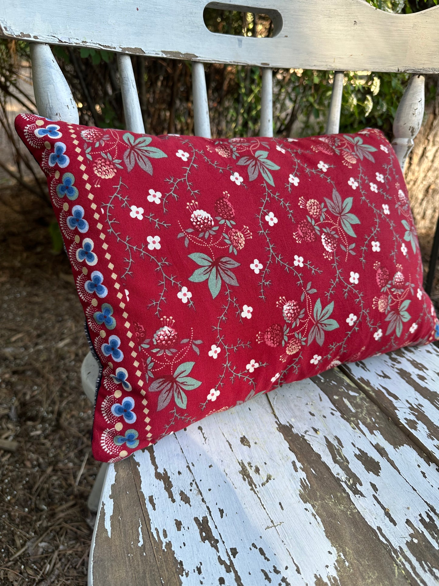 Patriotic RWB Floral Pillow