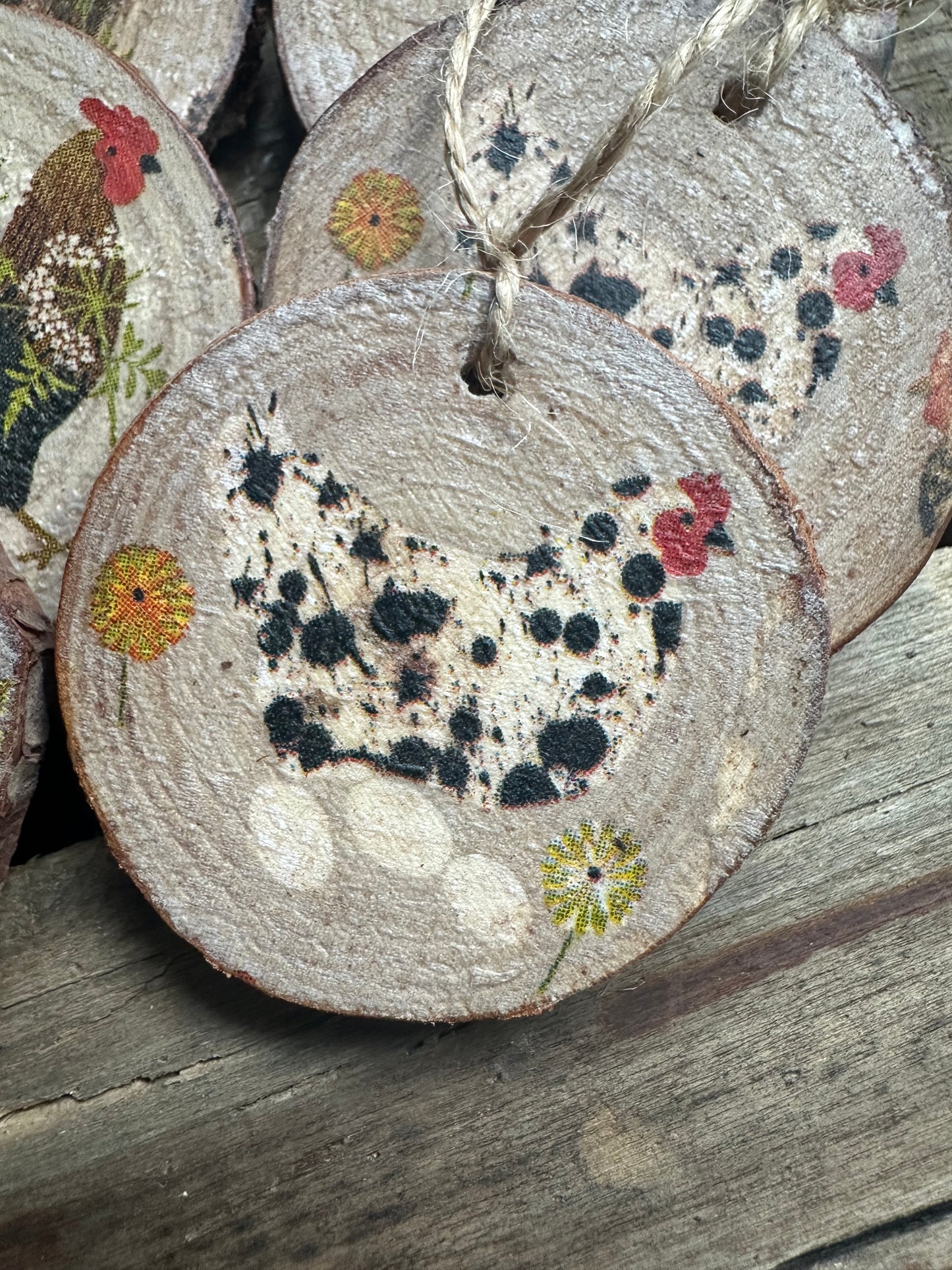 Ornament SET: 2 small Chicken Ornaments