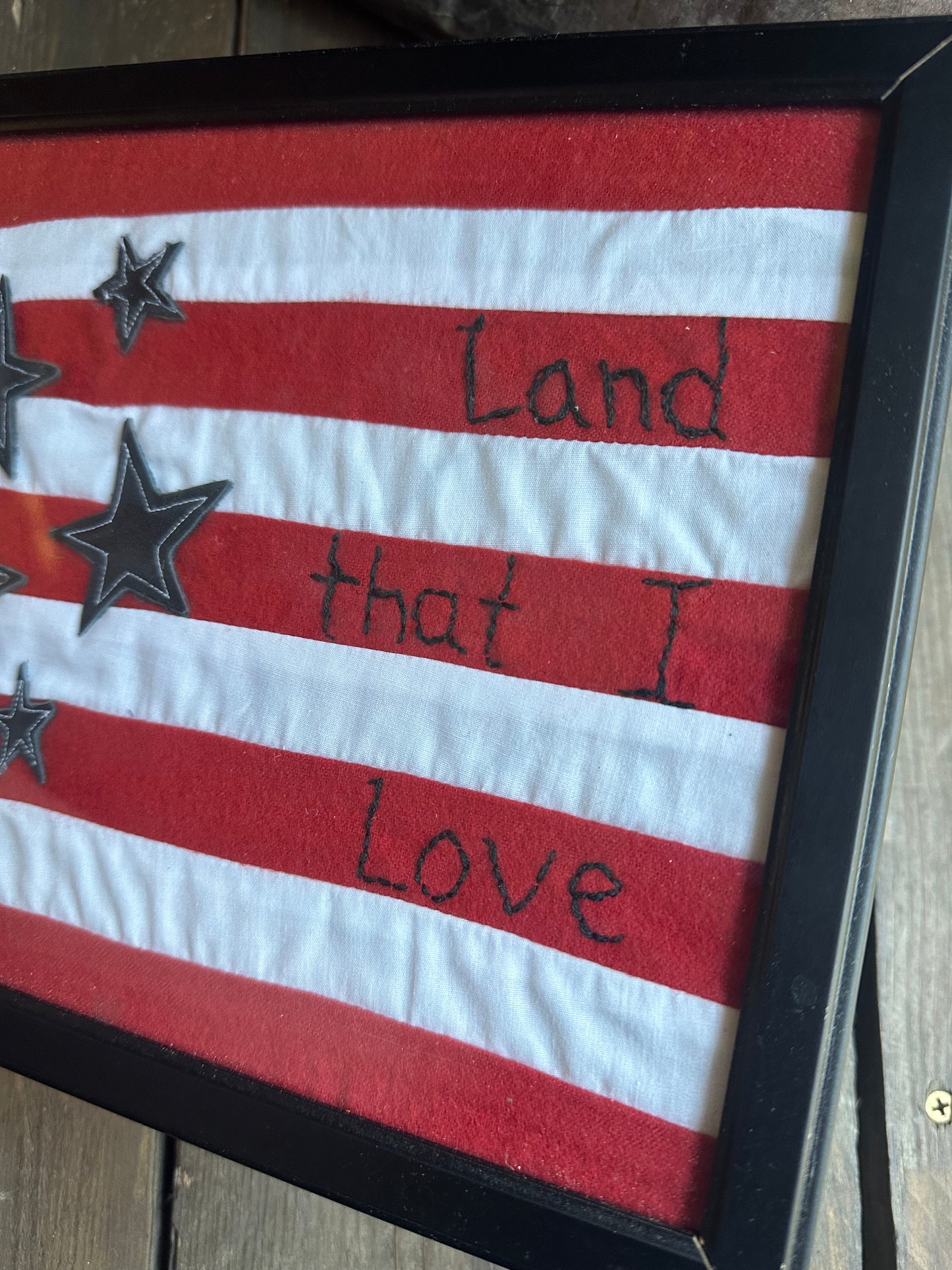 Patriotic Framed Sampler Hand Stitched
