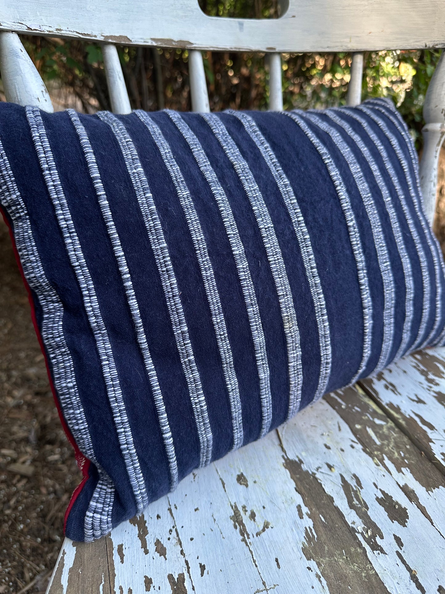 Patriotic RWB Floral Pillow
