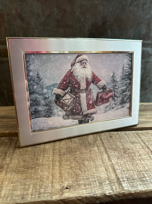 Winter Scene Santa Framed Canvas