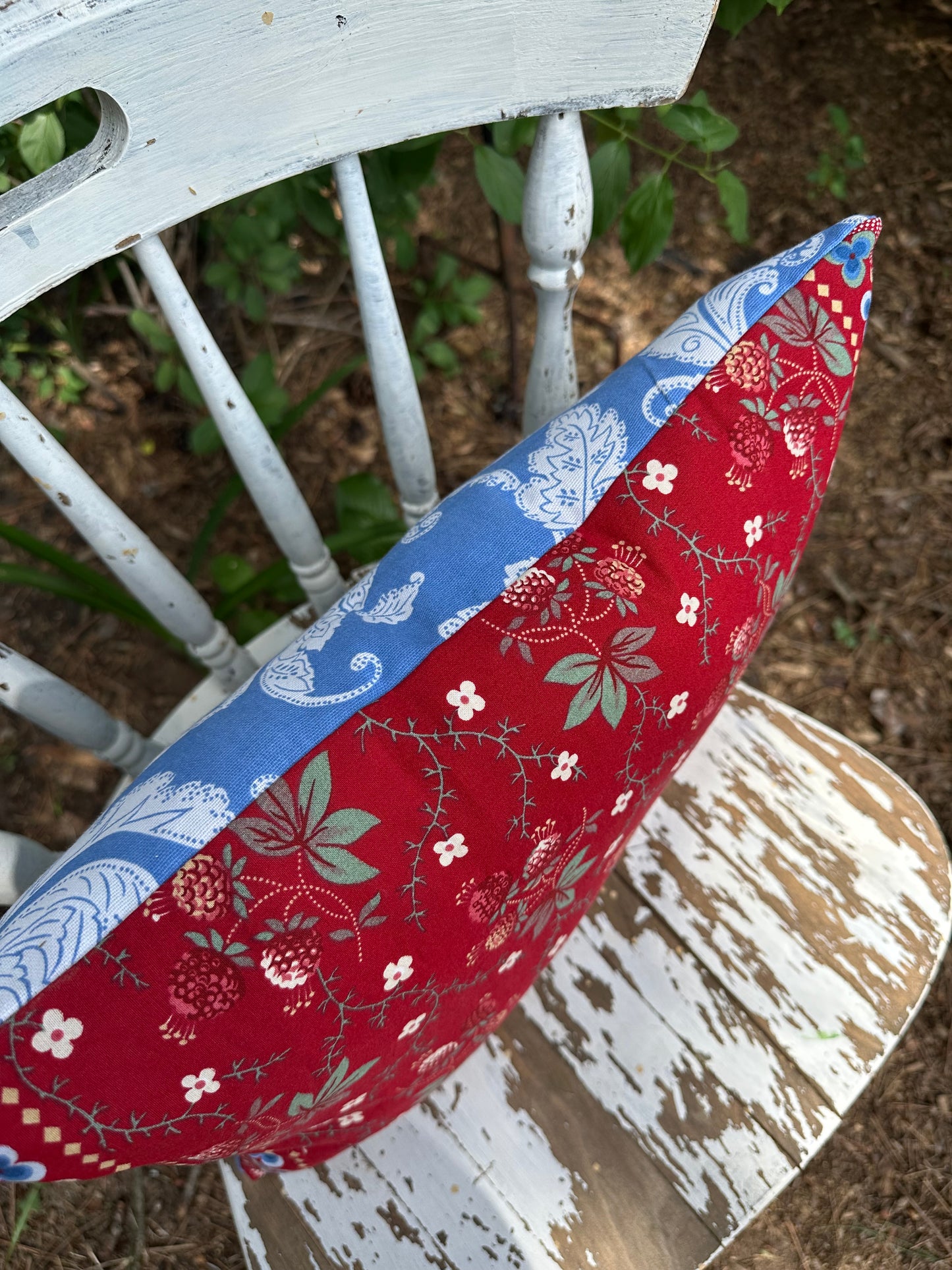 Patriotic RWB Floral Pillow