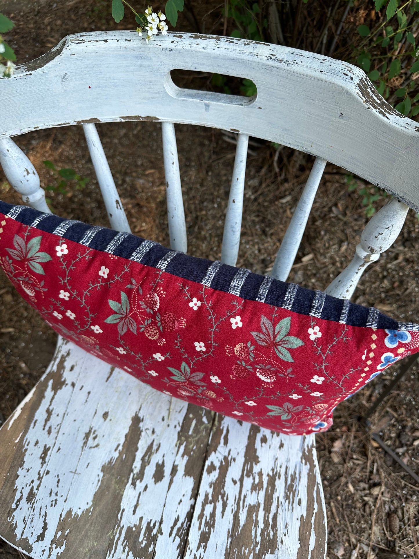 Patriotic RWB Floral Pillow