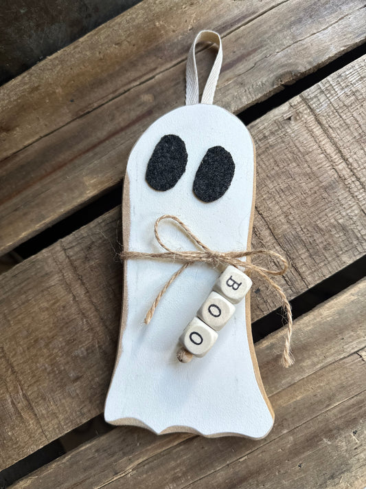 Ghost Wood Hanger or Sitter—BOO