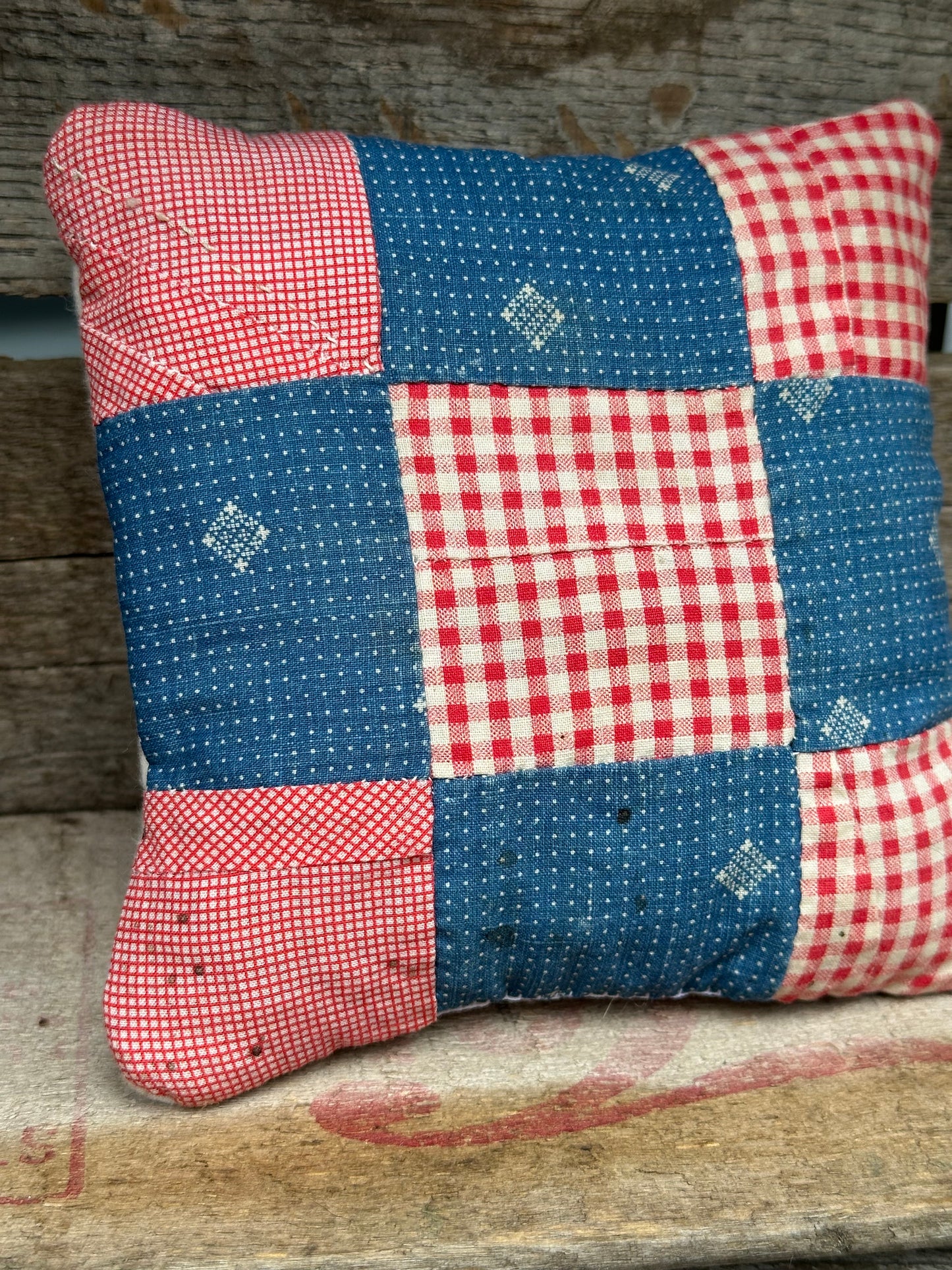 VERY OLD Cutter Quilt Shelf Pillow