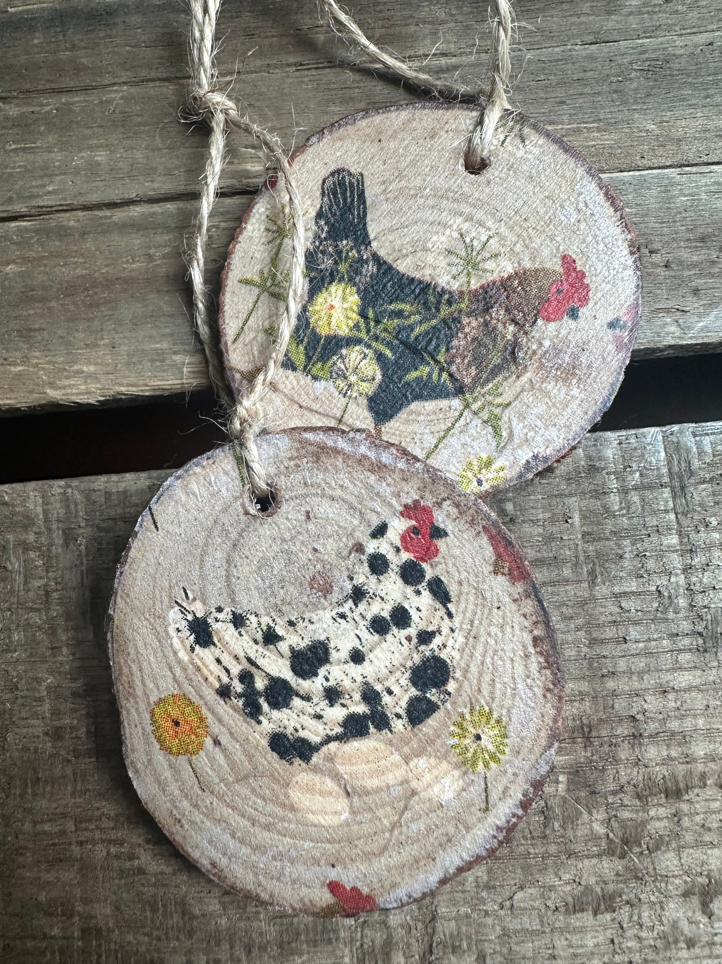 Ornament SET: 2 small Chicken Ornaments