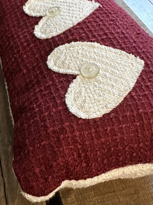 Blanket Pillow with Hearts + Vintage Buttons