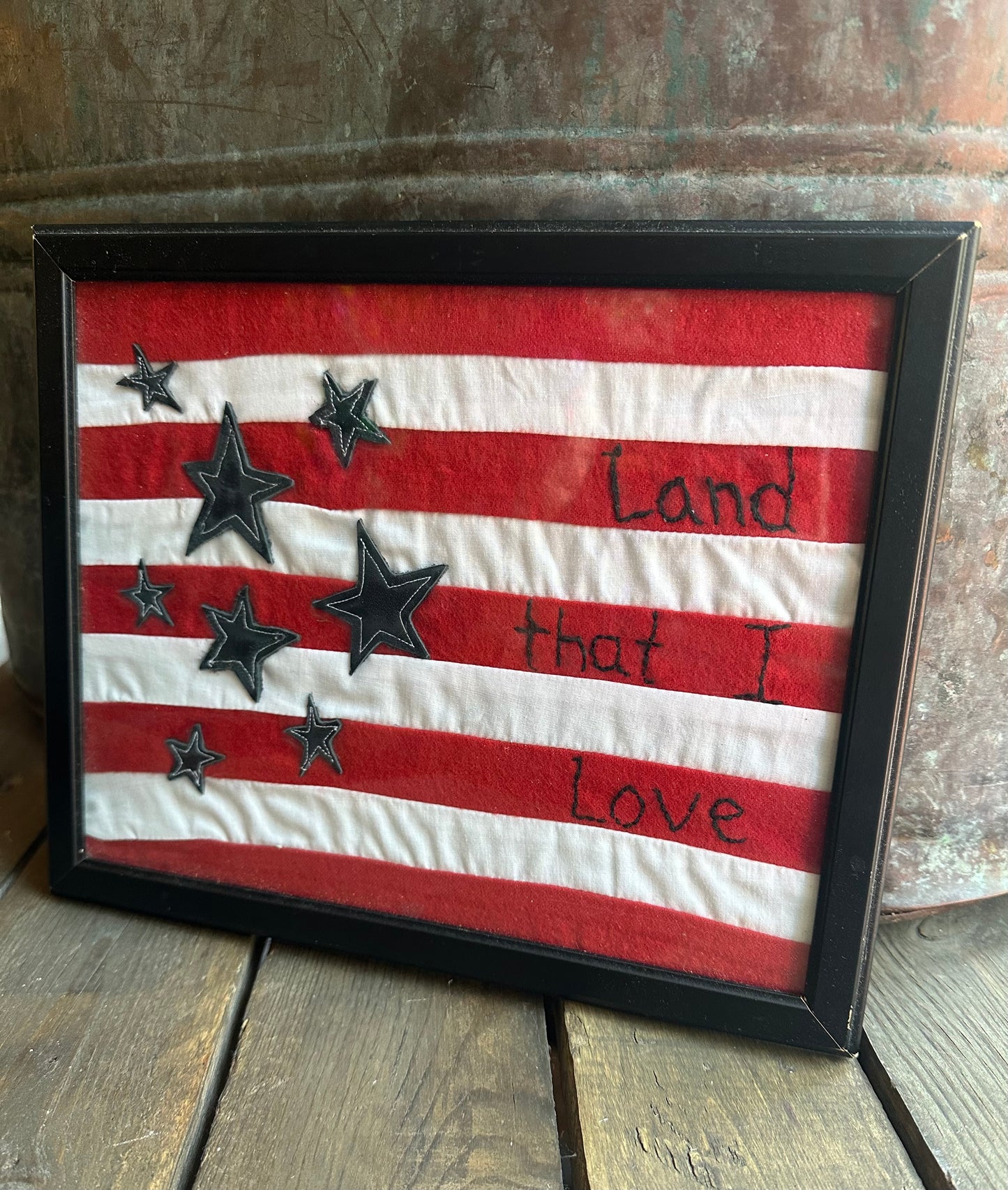 Patriotic Framed Sampler Hand Stitched