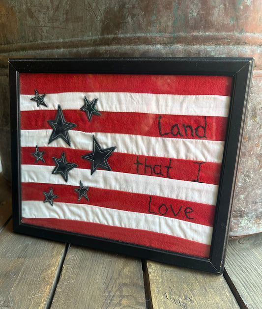Patriotic Framed Sampler Hand Stitched